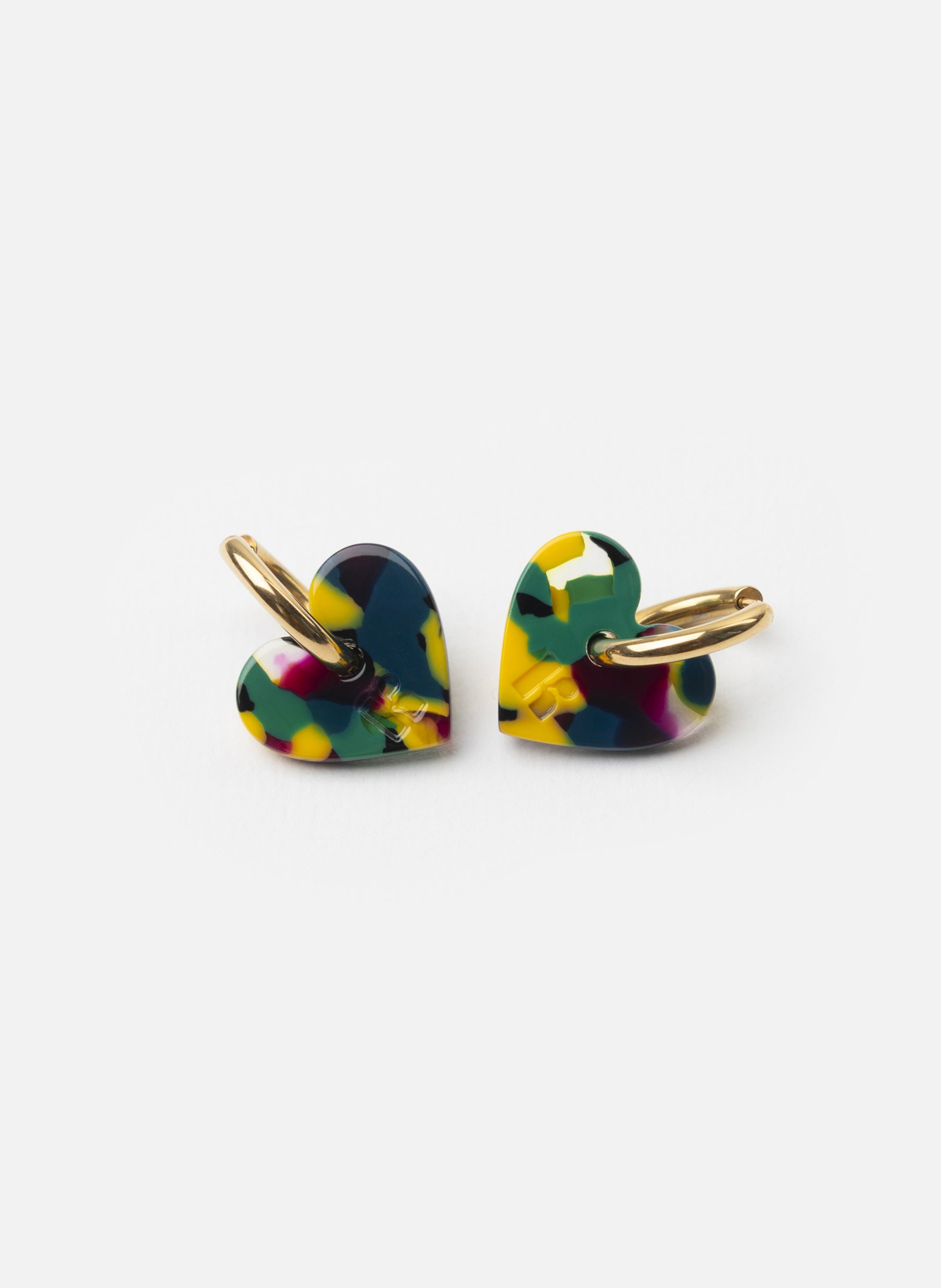 KURAGE GINZA Boucles d'oreilles lova lova avec anneaux en acier inoxydable doré Multicolore