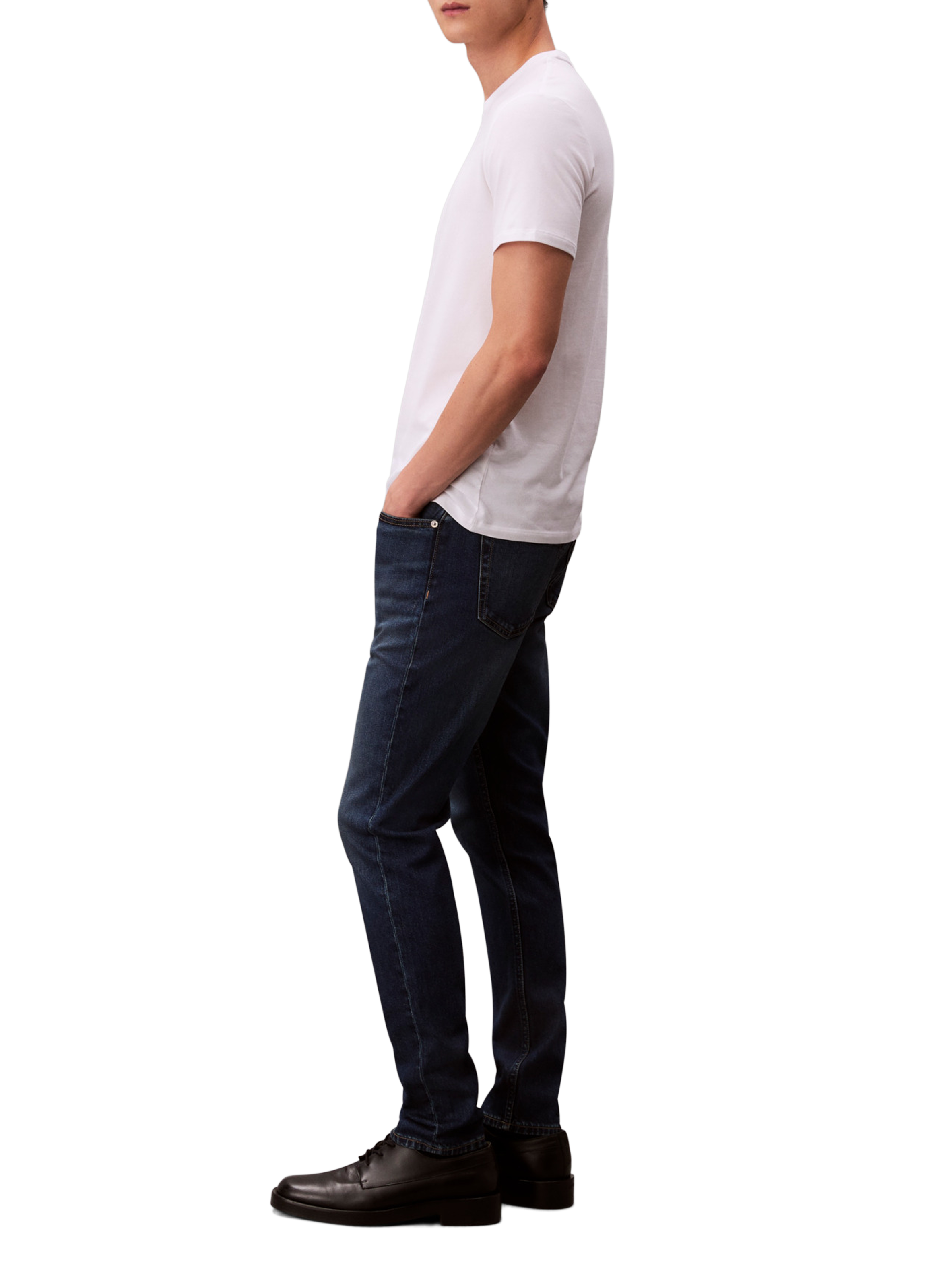 Jean denim Slim Taper en coton mélangé CALVIN KLEIN Bleu