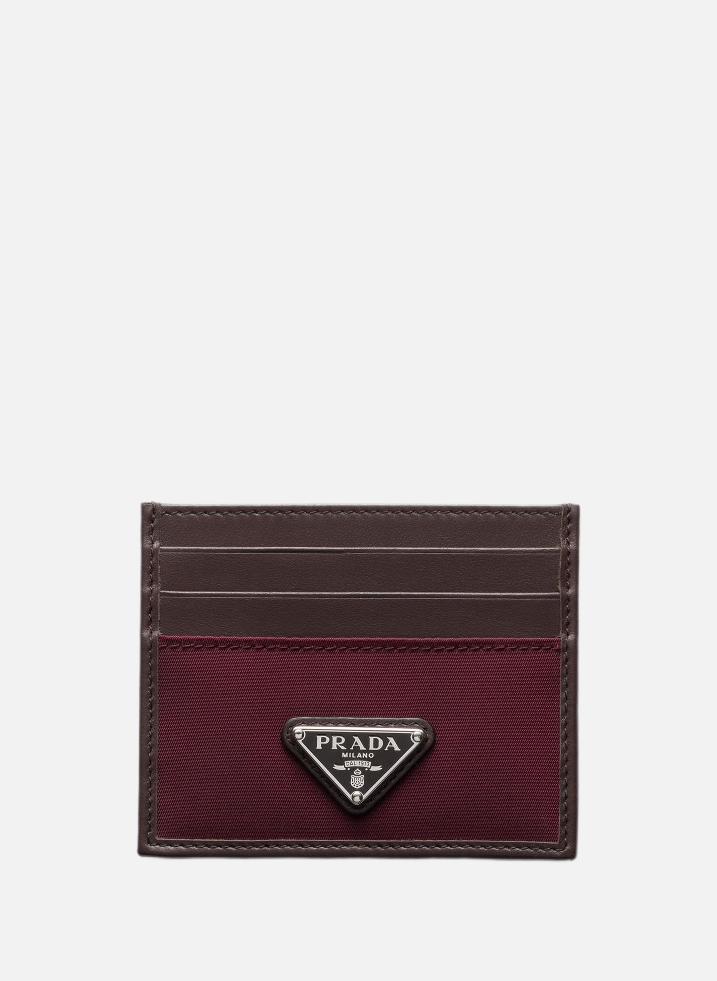 Porte-cartes prada speedrock en re-nylon et cuir PRADA Rouge