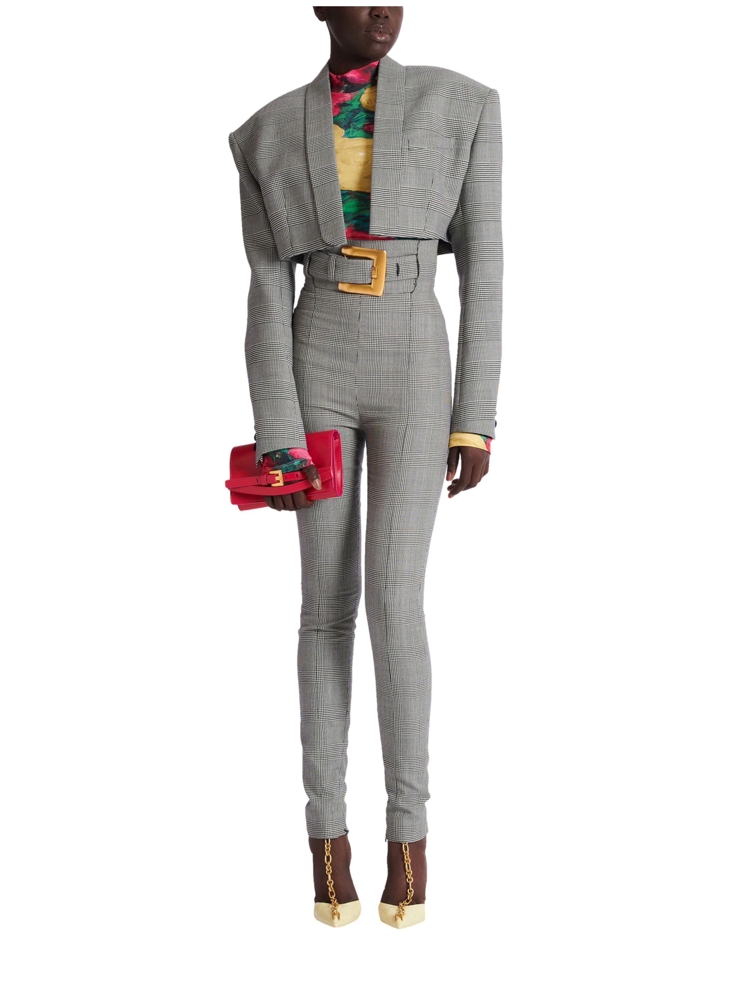 Portefeuille shuffle à chaîne en cuir de veau BALMAIN Rose