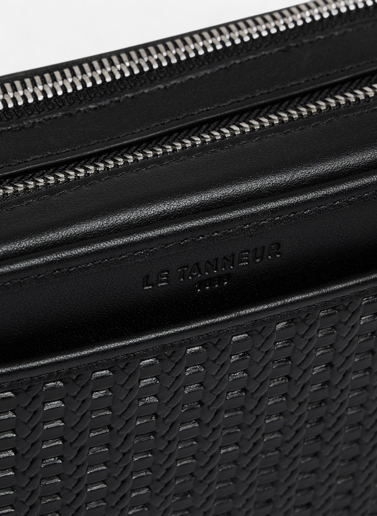 Petite sacoche 2 compartiments emile en cuir embossé et cuir lisse LE TANNEUR Noir