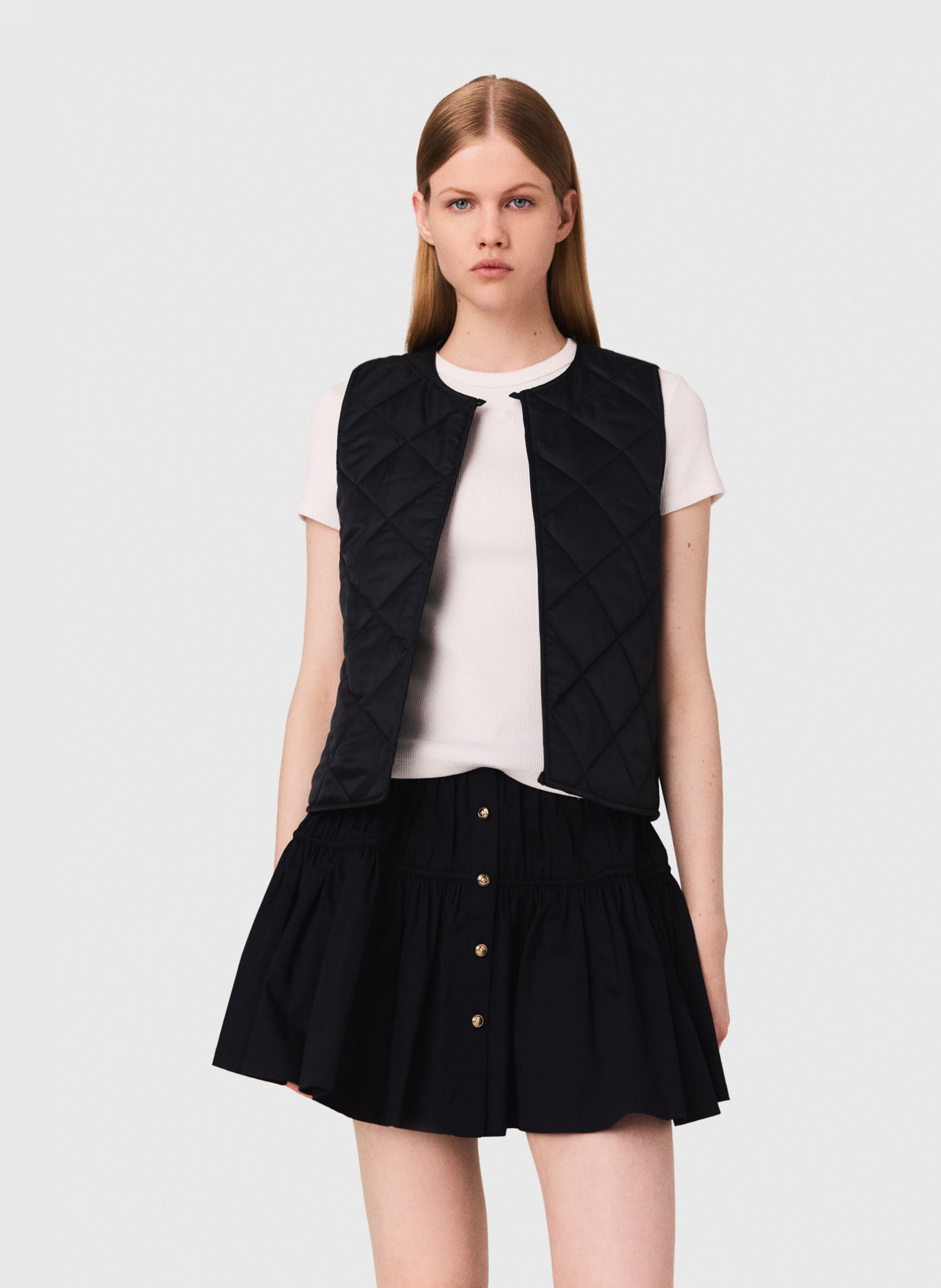 Veste col classique en coton mélangé Bleu