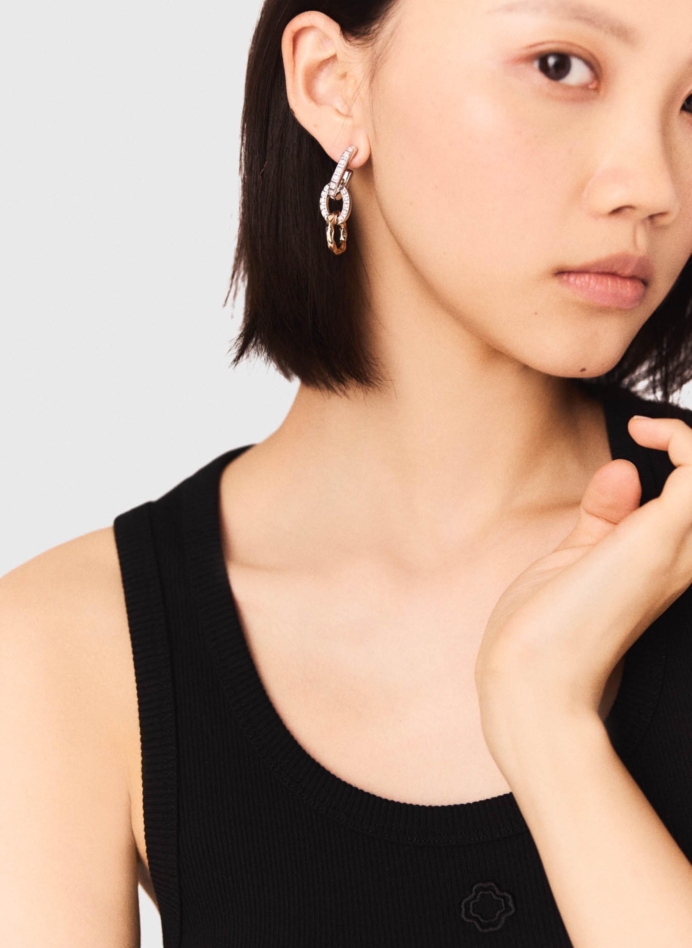 Boucles d'oreilles strassées Doré