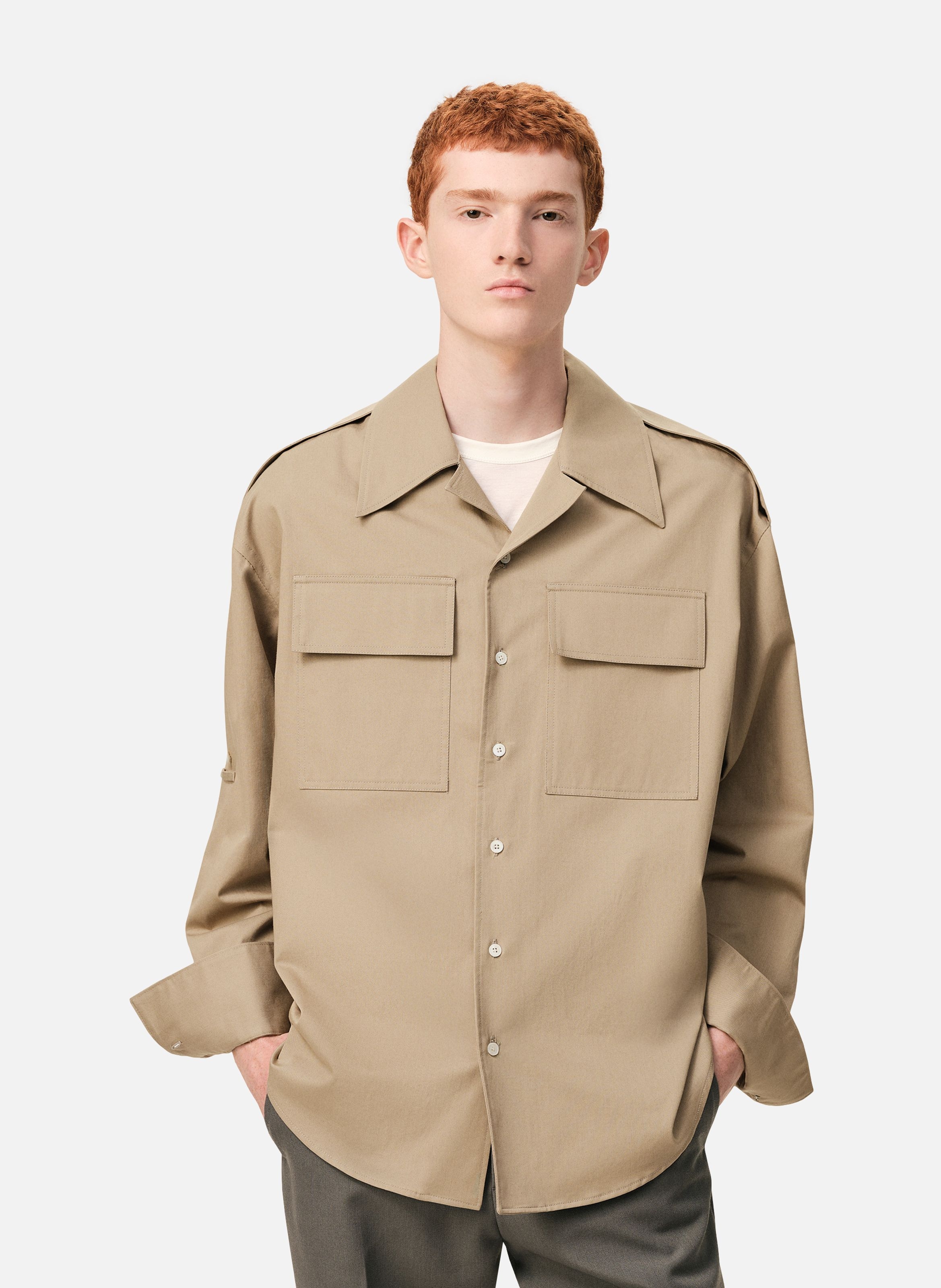 Chemise saharienne en coton AMI PARIS Beige