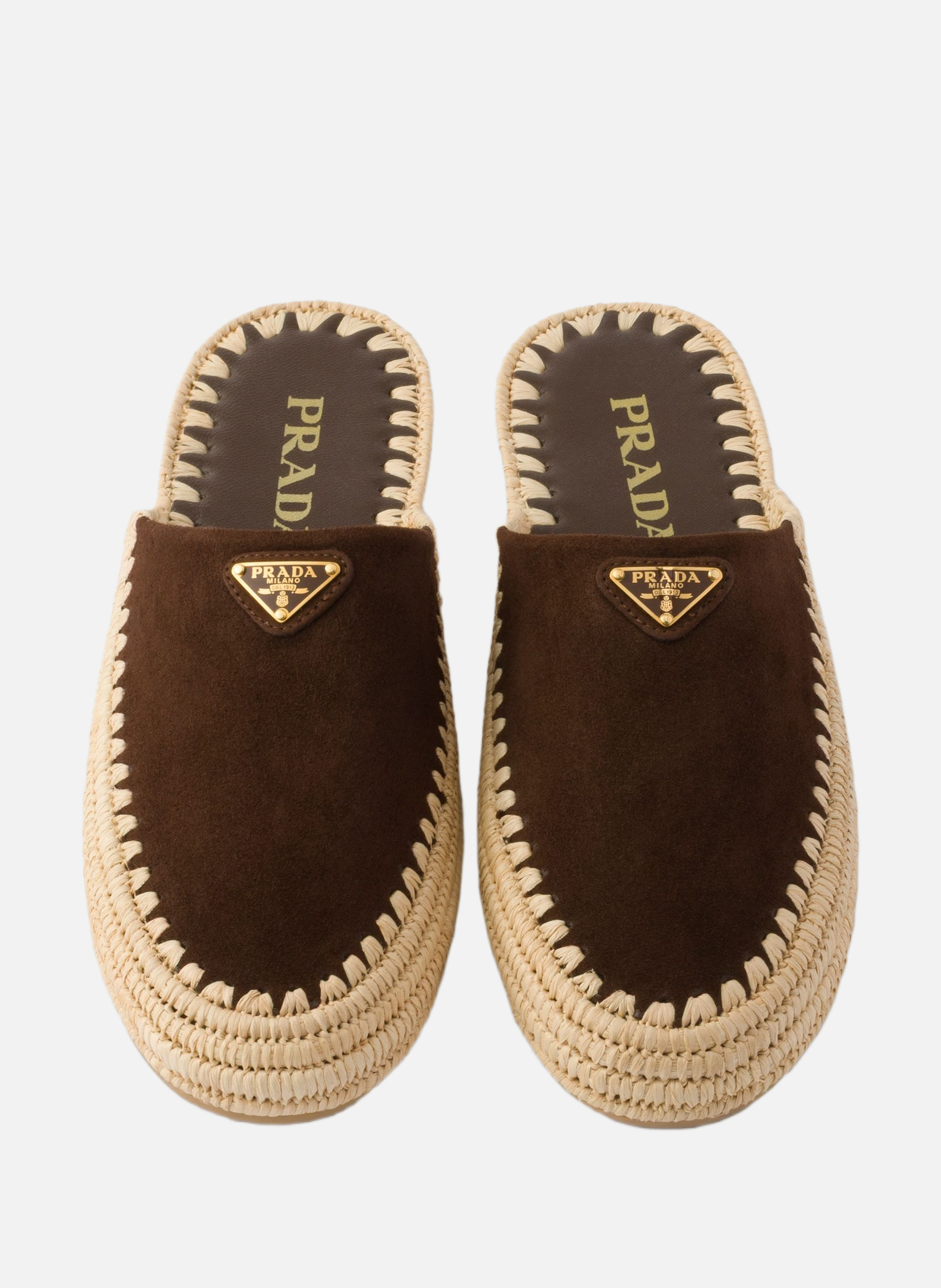 Mules en veau velours PRADA Marron