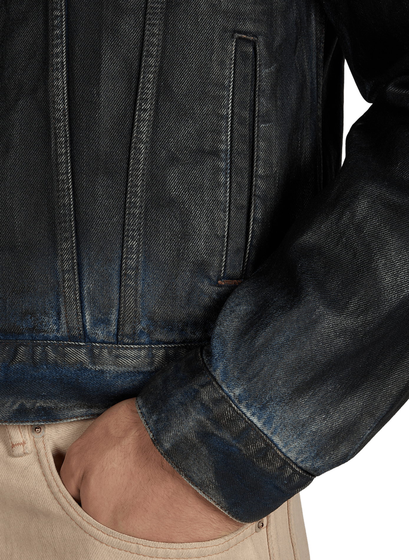 Veste court en denim de coton organique mélangé ACNE STUDIOS Noir