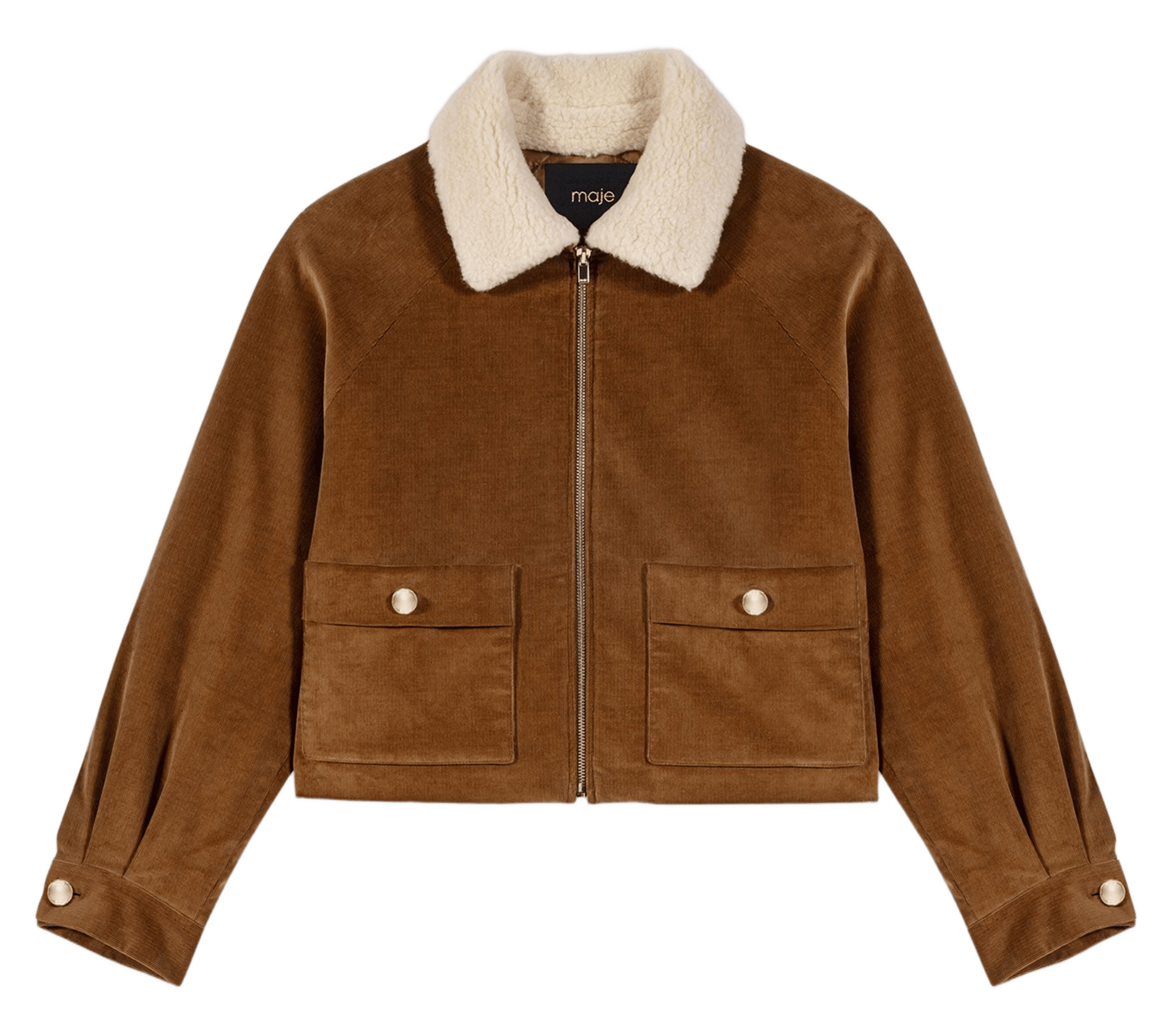 Veste courte droite zippée MAJE Beige