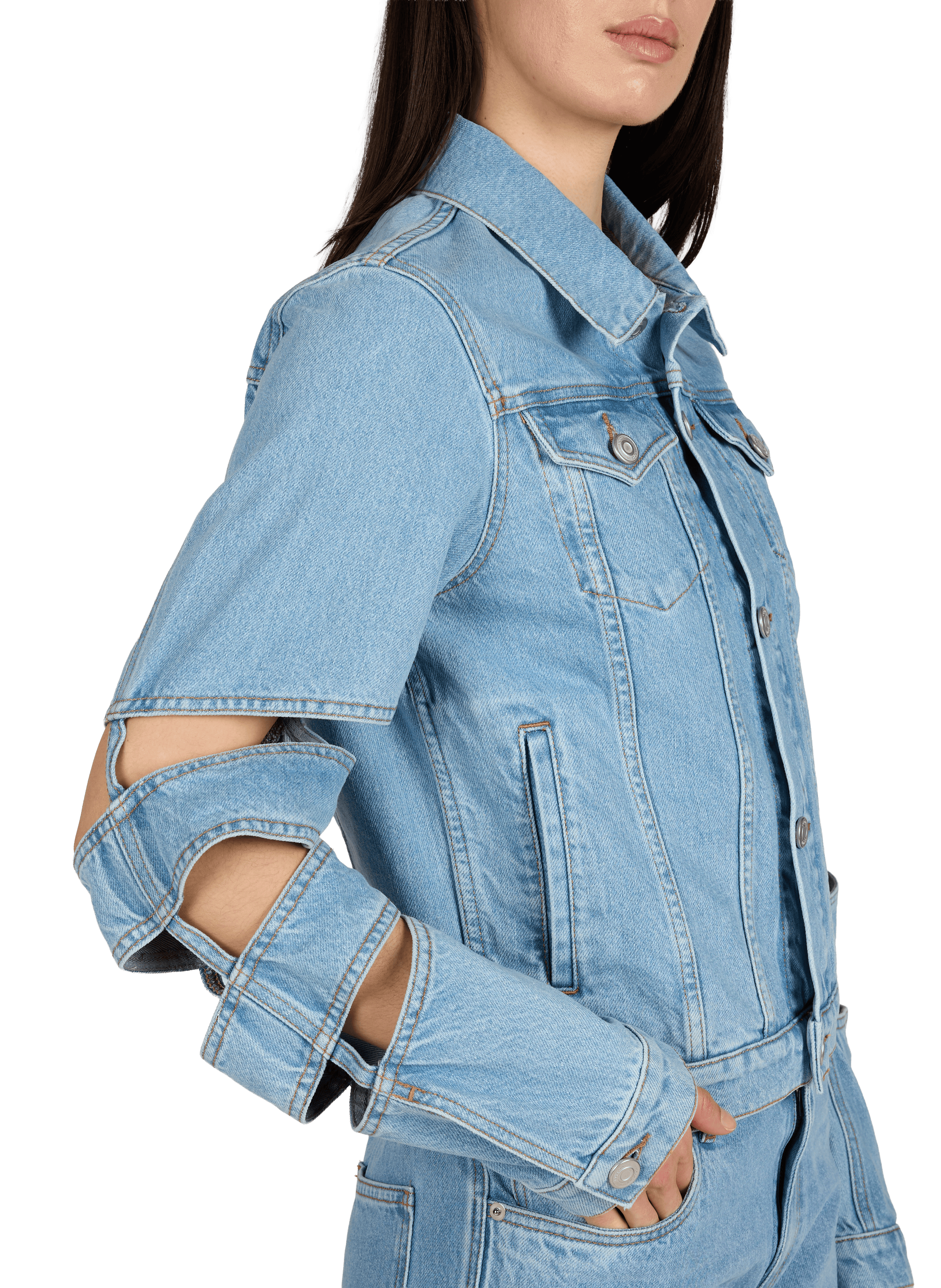 Denim jacket with distressed cotton sleeves COPERNI Blue