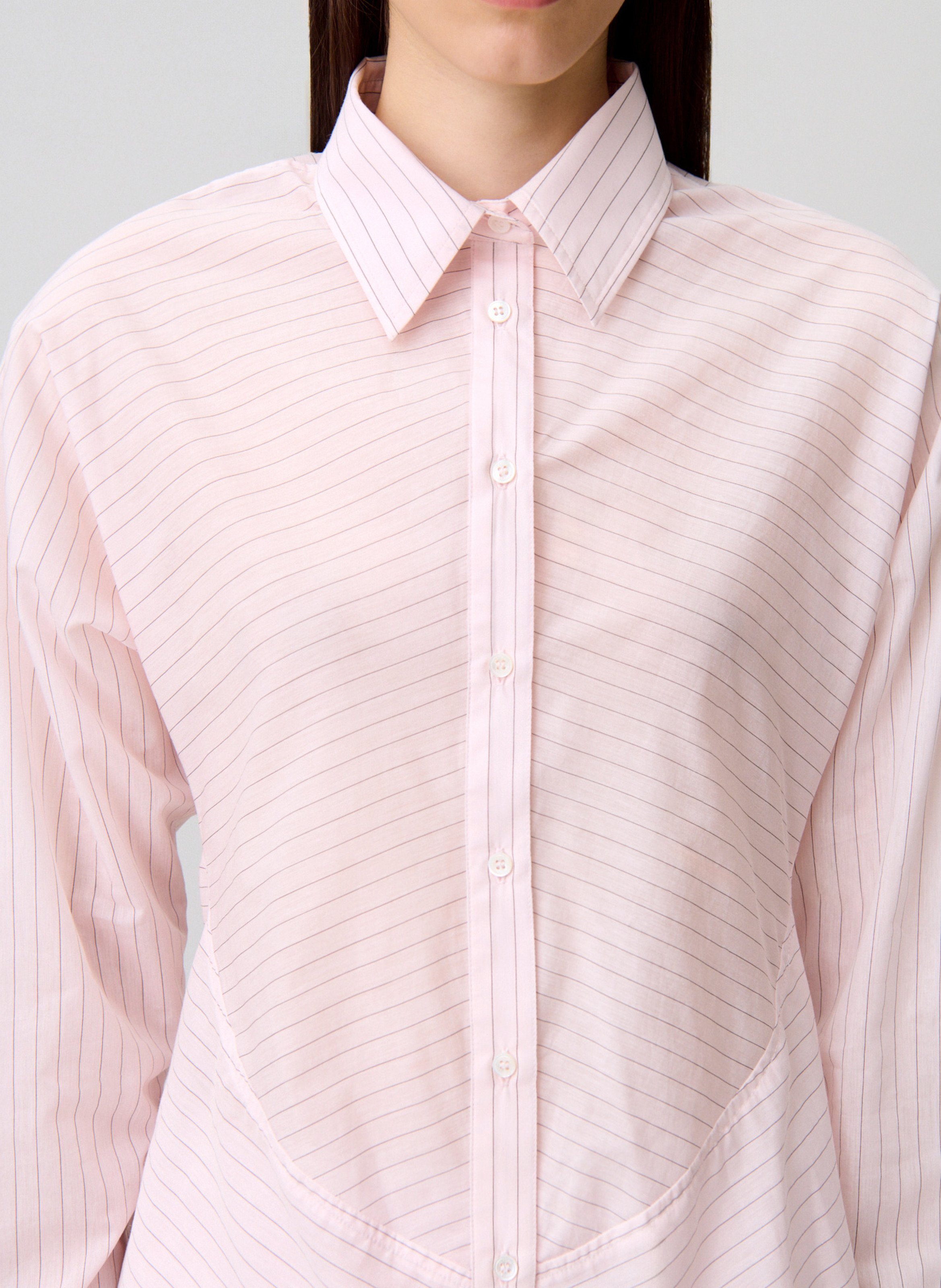 Chemise cintrée à rayures fines CLAUDIE PIERLOT Rose
