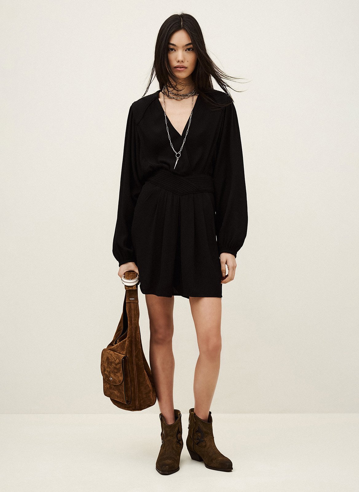 Robe courte col v alana BA&SH Noir