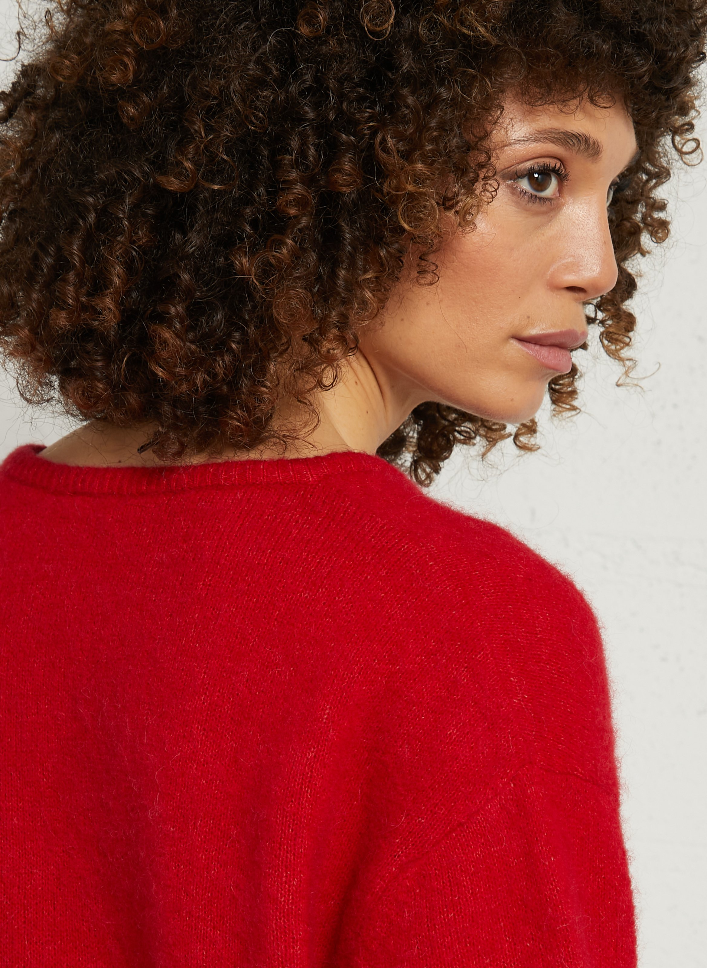 Gilet ample col rond en laine mélangée vitow AMERICAN VINTAGE Rouge