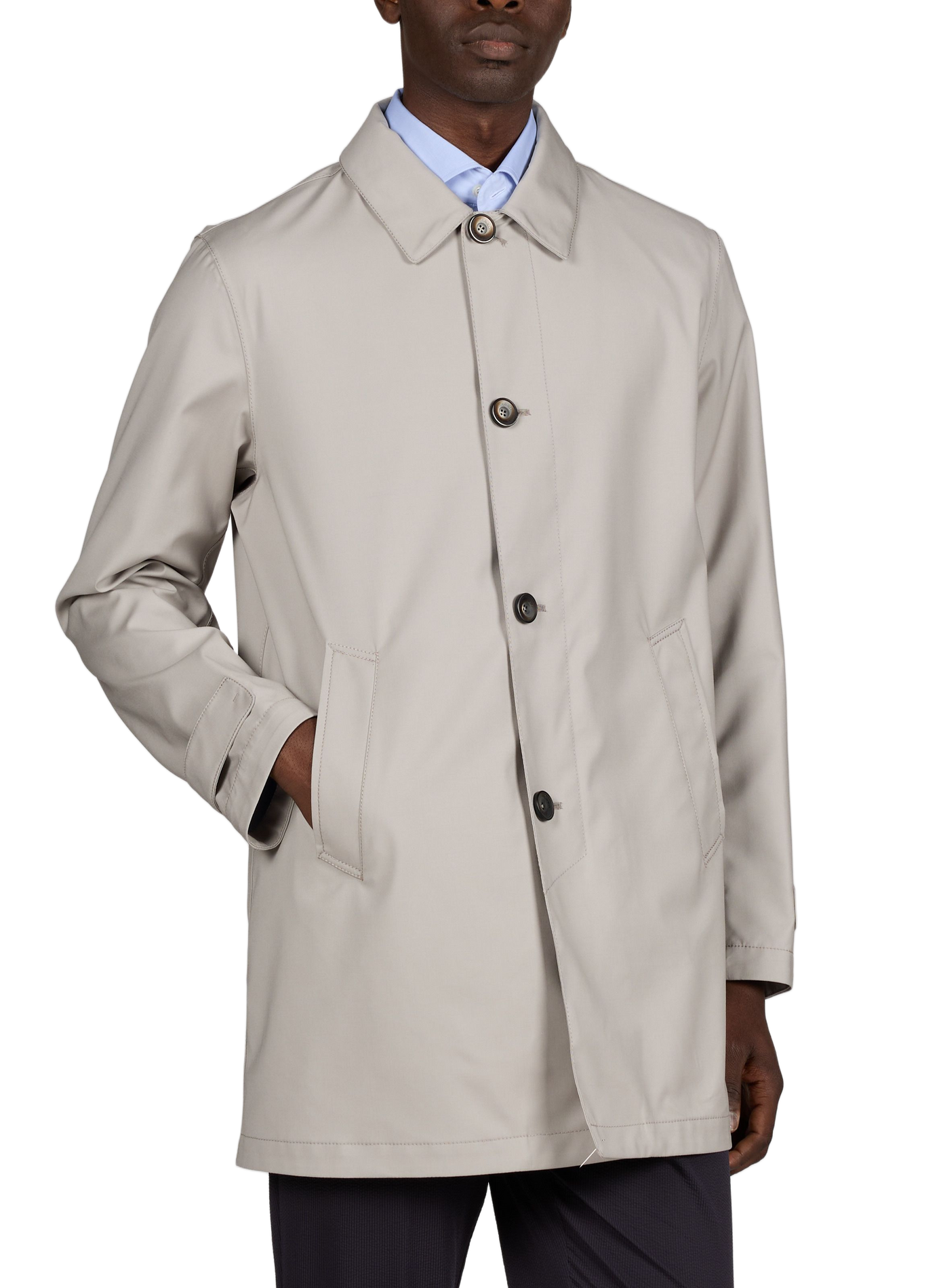 Plain raincoat with classic collar HERNO Grey