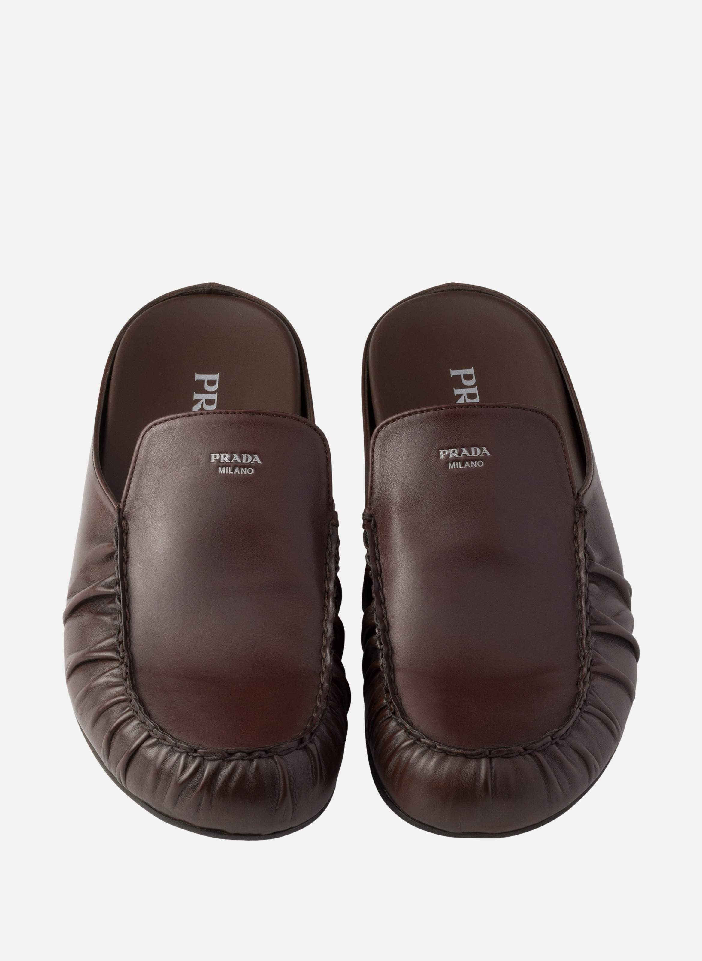 Mules en cuir PRADA Marron