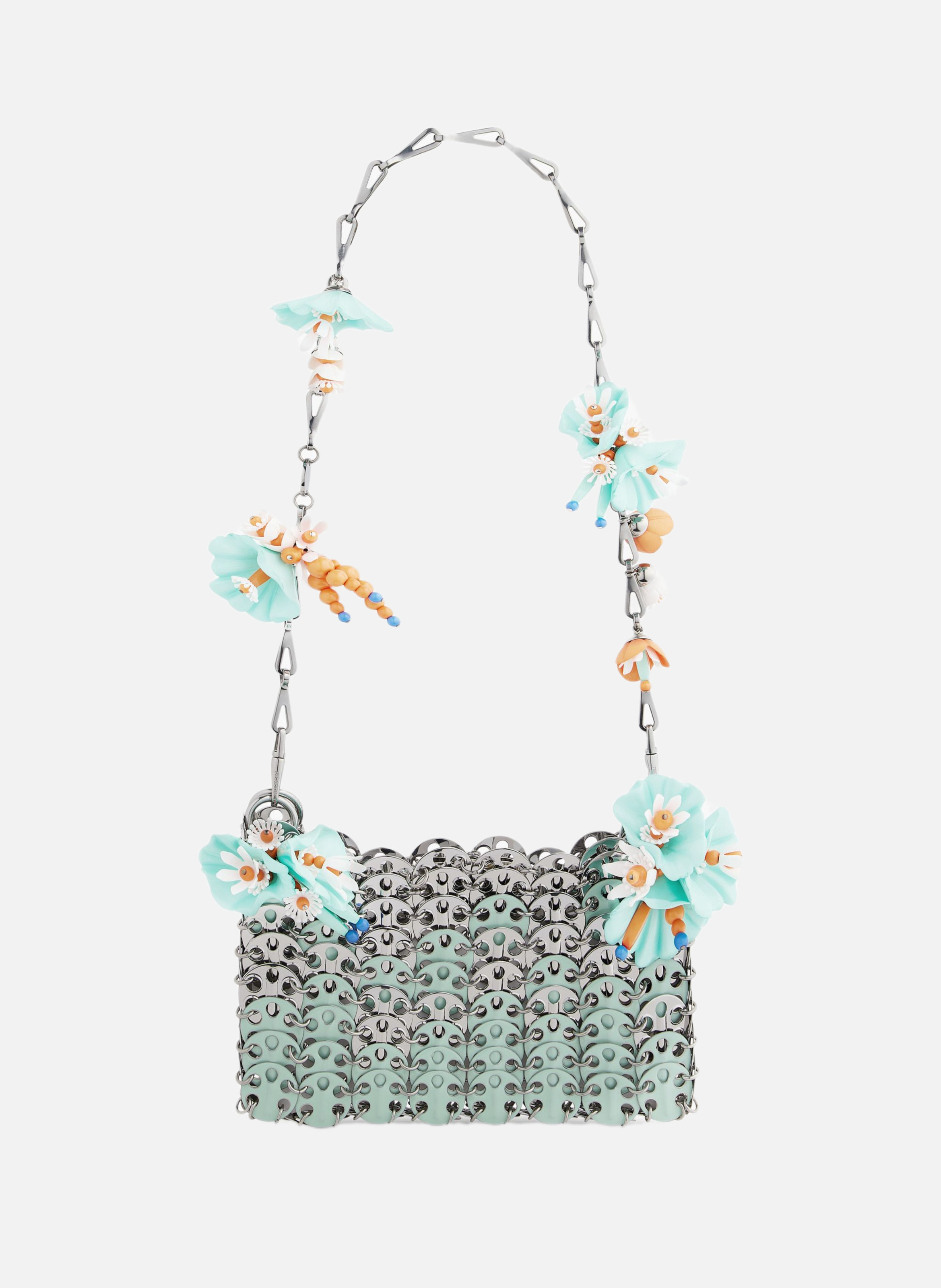 Sac 1969 nano bicolore avec détails de fleurs RABANNE Vert