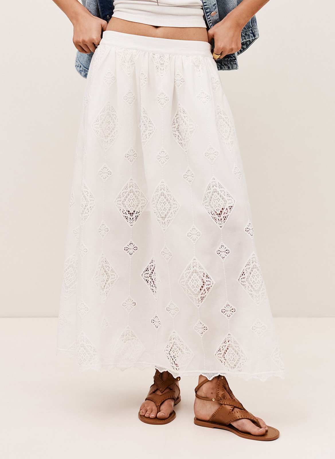 Jupe longue en coton mélangé mona BA&SH Beige