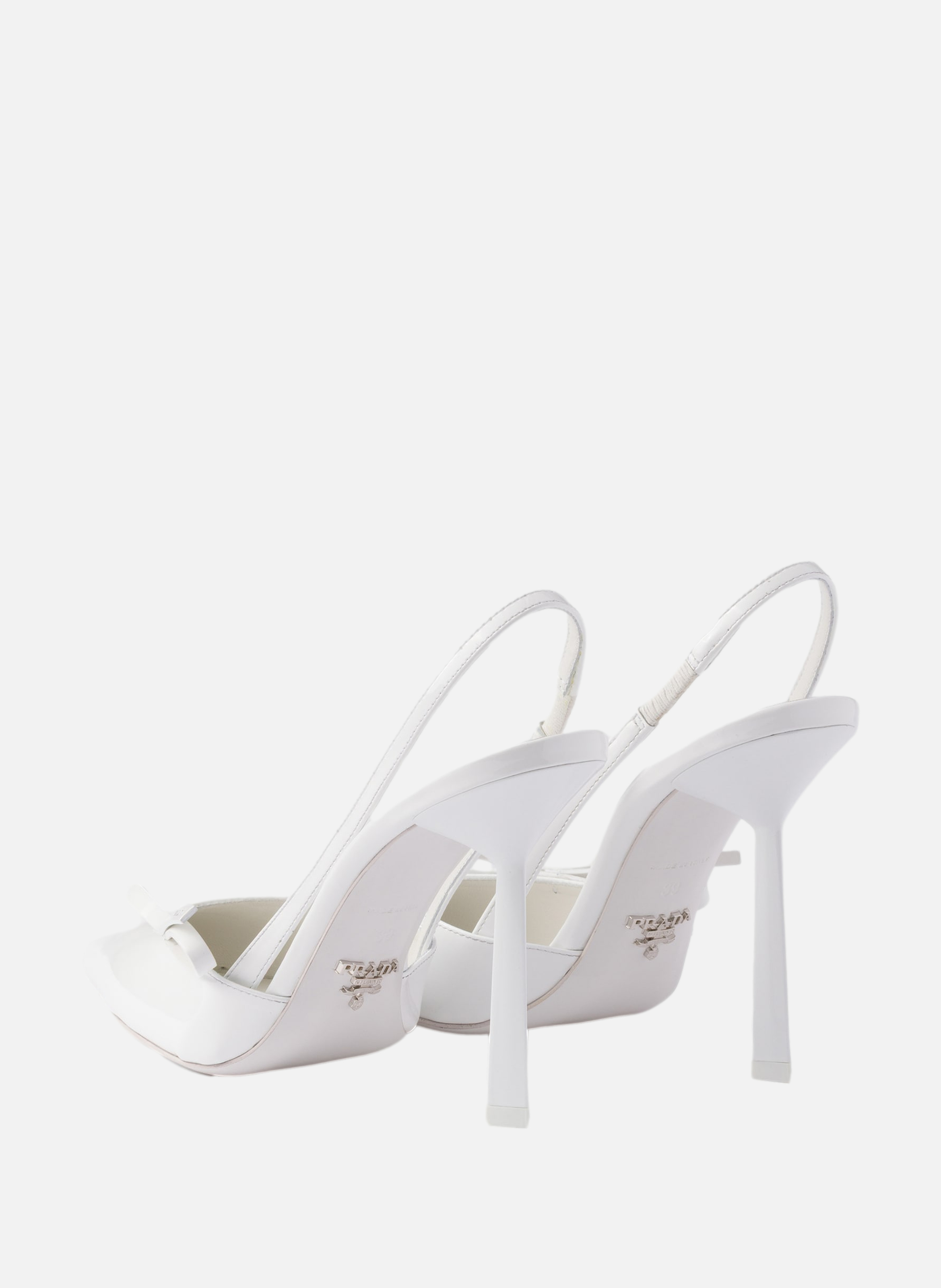 Escarpins à bride arrière en cuir verni PRADA Blanc