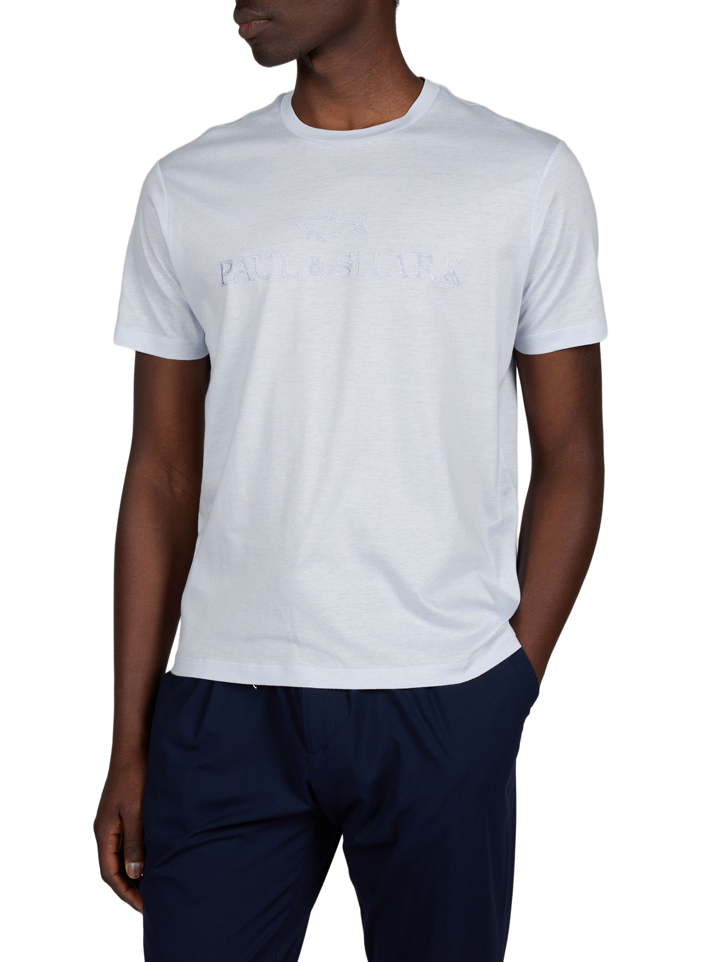 Tee-shirt droit col rond en coton mélangé PAUL & SHARK Bleu