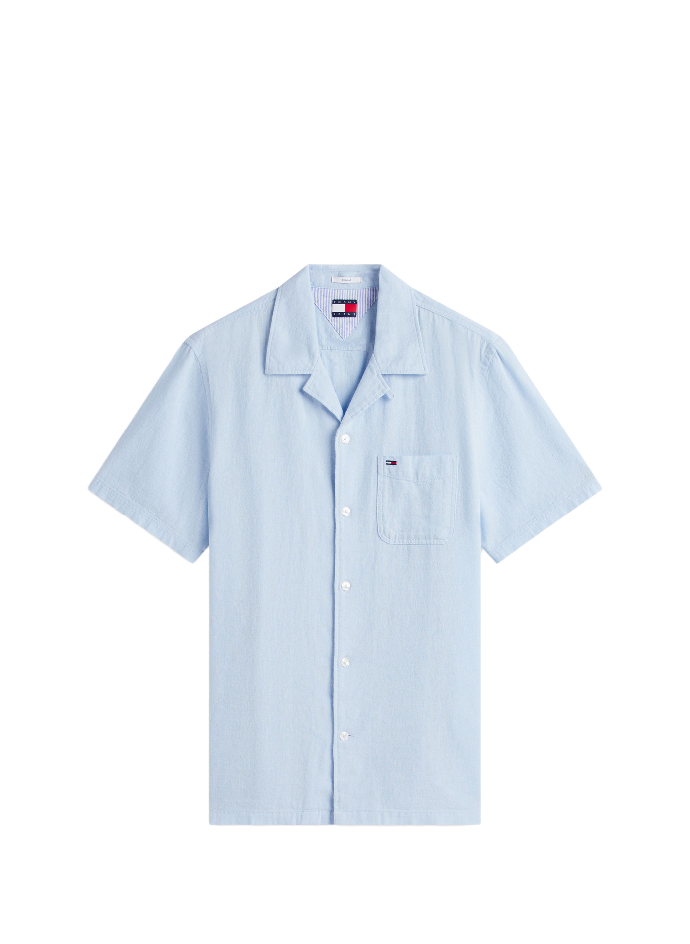 Short-sleeved linen and cotton polo TOMMY HILFIGER Blue