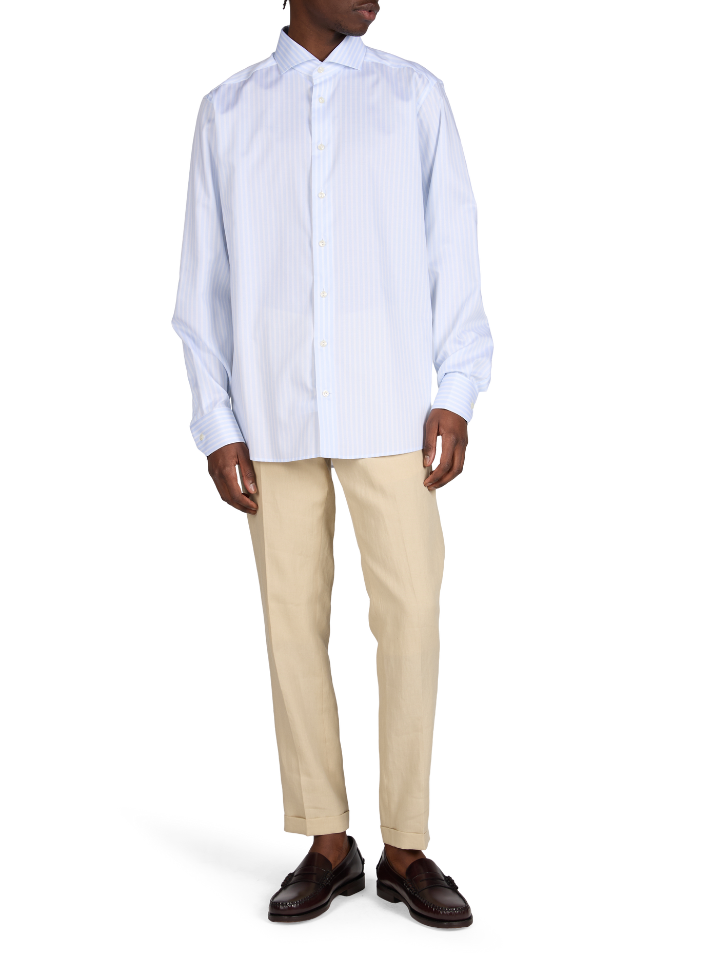 Straight Striped Cotton Shirt ETON Blue