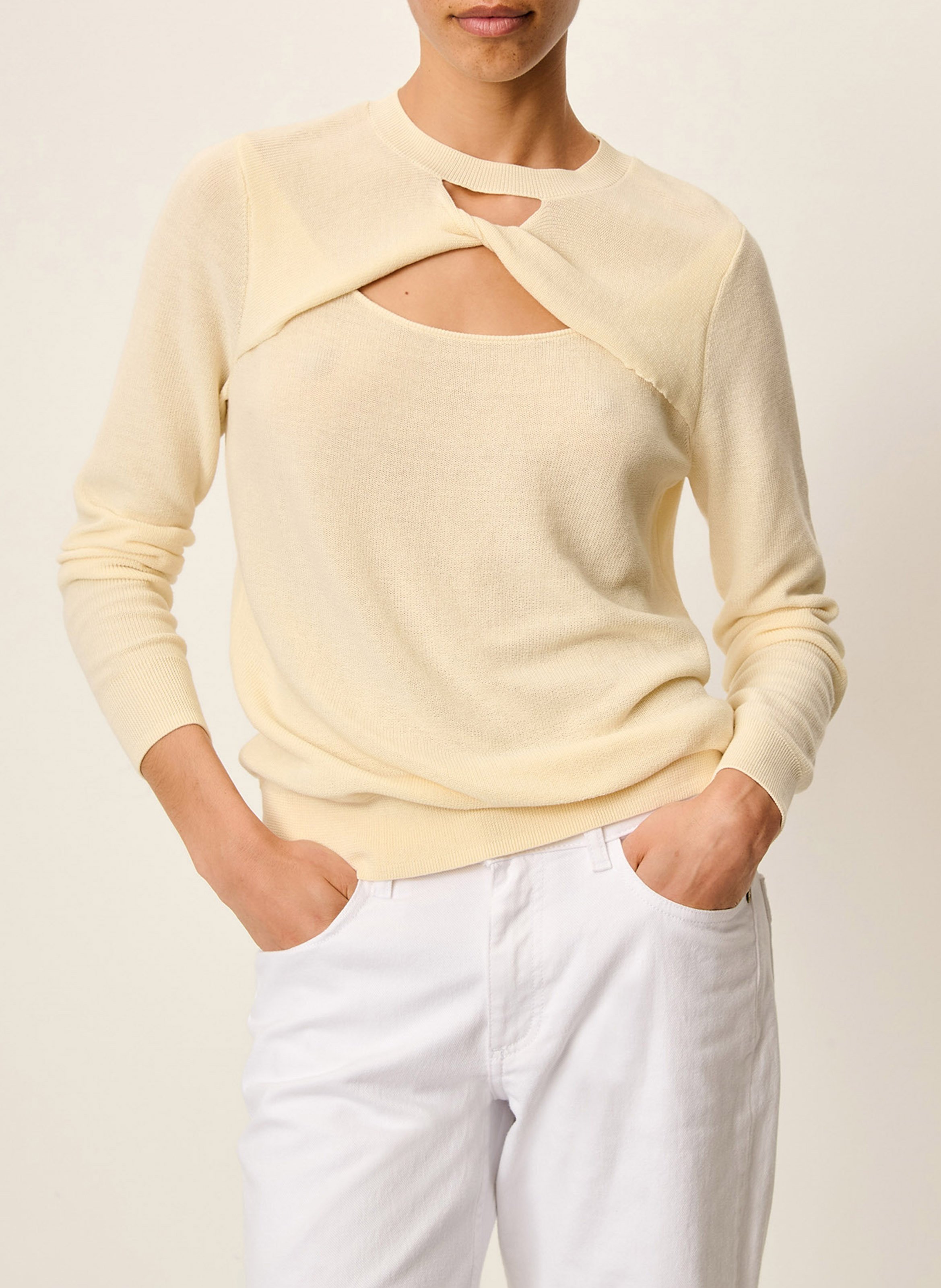 Pull droit col rond en coton aurino SESSUN Beige