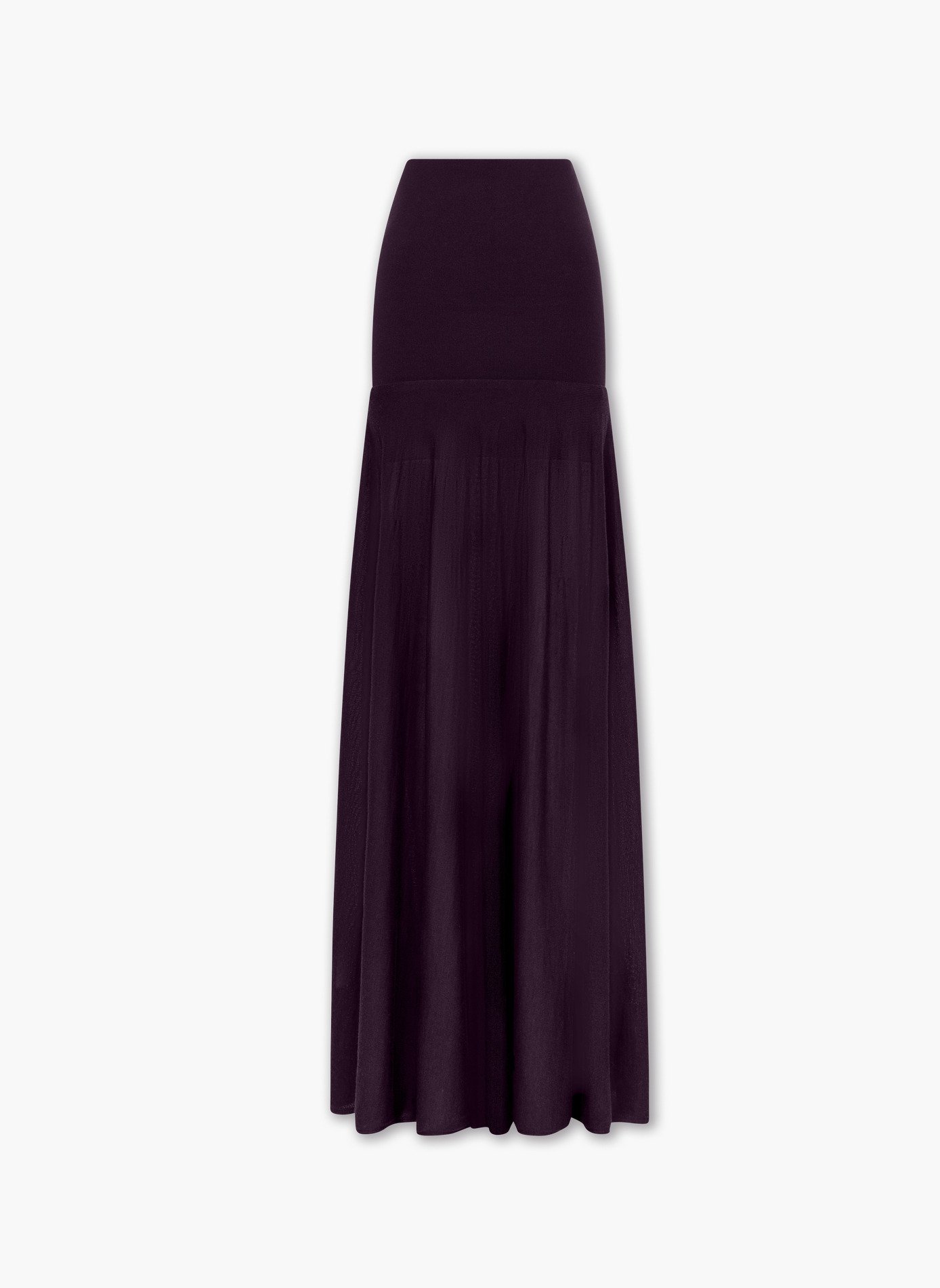 Longue jupe fluide en maille de laine RABANNE Violet