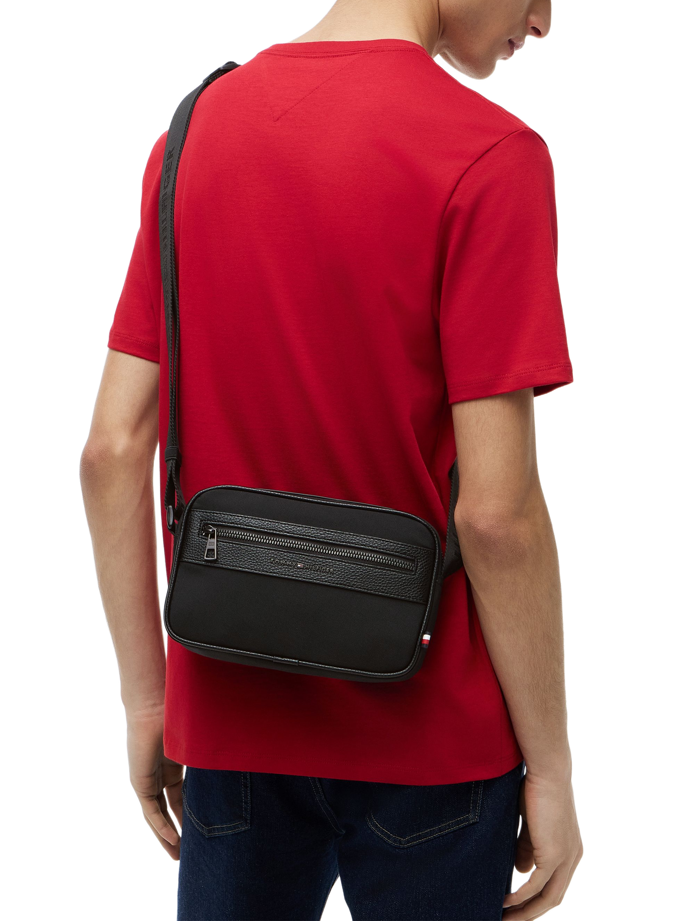 Sac bandoulière à empiècement grainé  TOMMY HILFIGER Noir