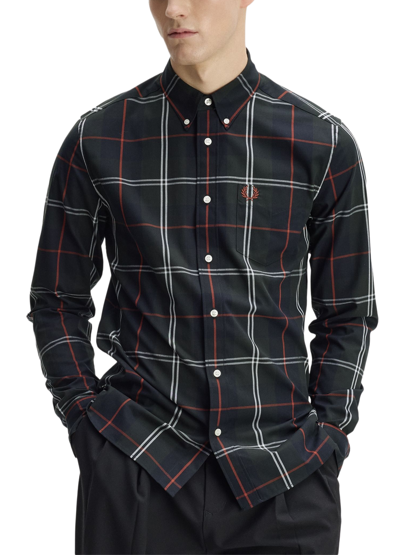 Chemise col classique en coton FRED PERRY Vert