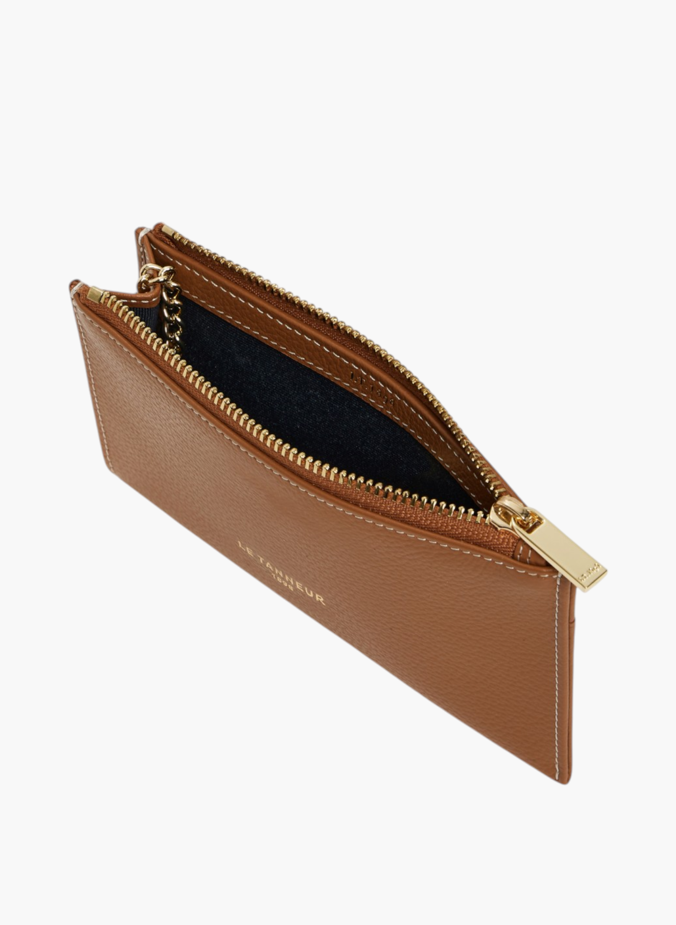 Etui clés zippé albertine en cuir grainé LE TANNEUR Marron