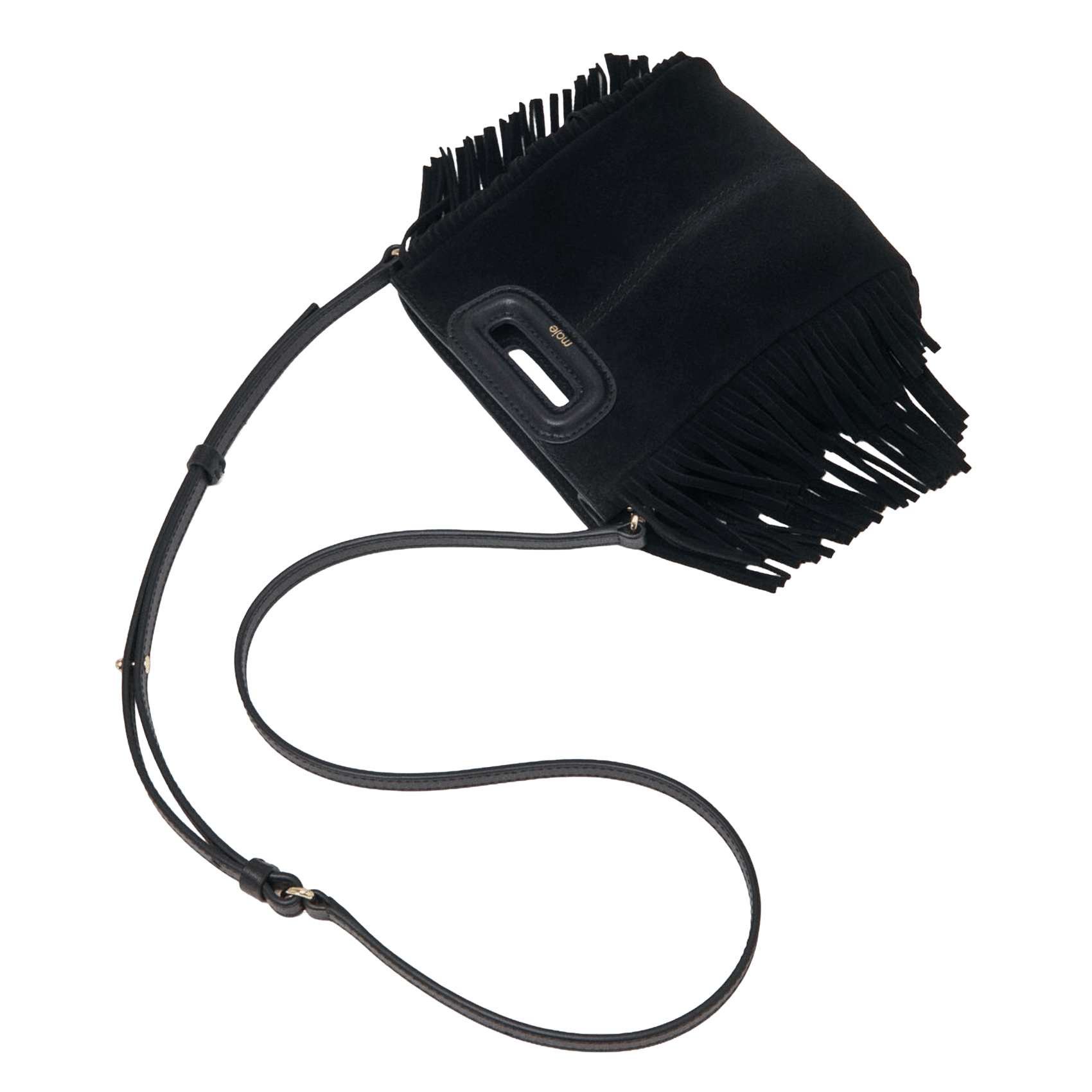 Sac bandoulière en cuir m mini MAJE Noir