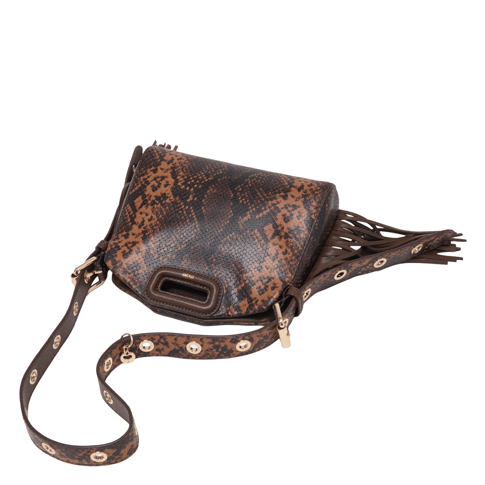 Sac bandoulière python en cuir miss m mini MAJE Marron