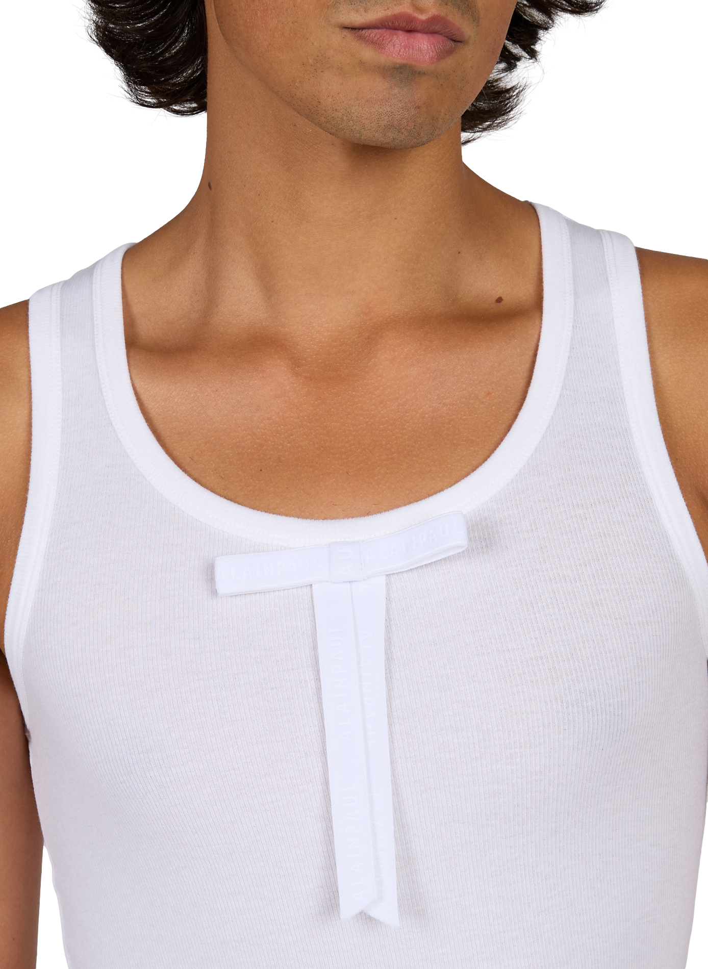 Round neck tank top with logo ALAINPAUL White