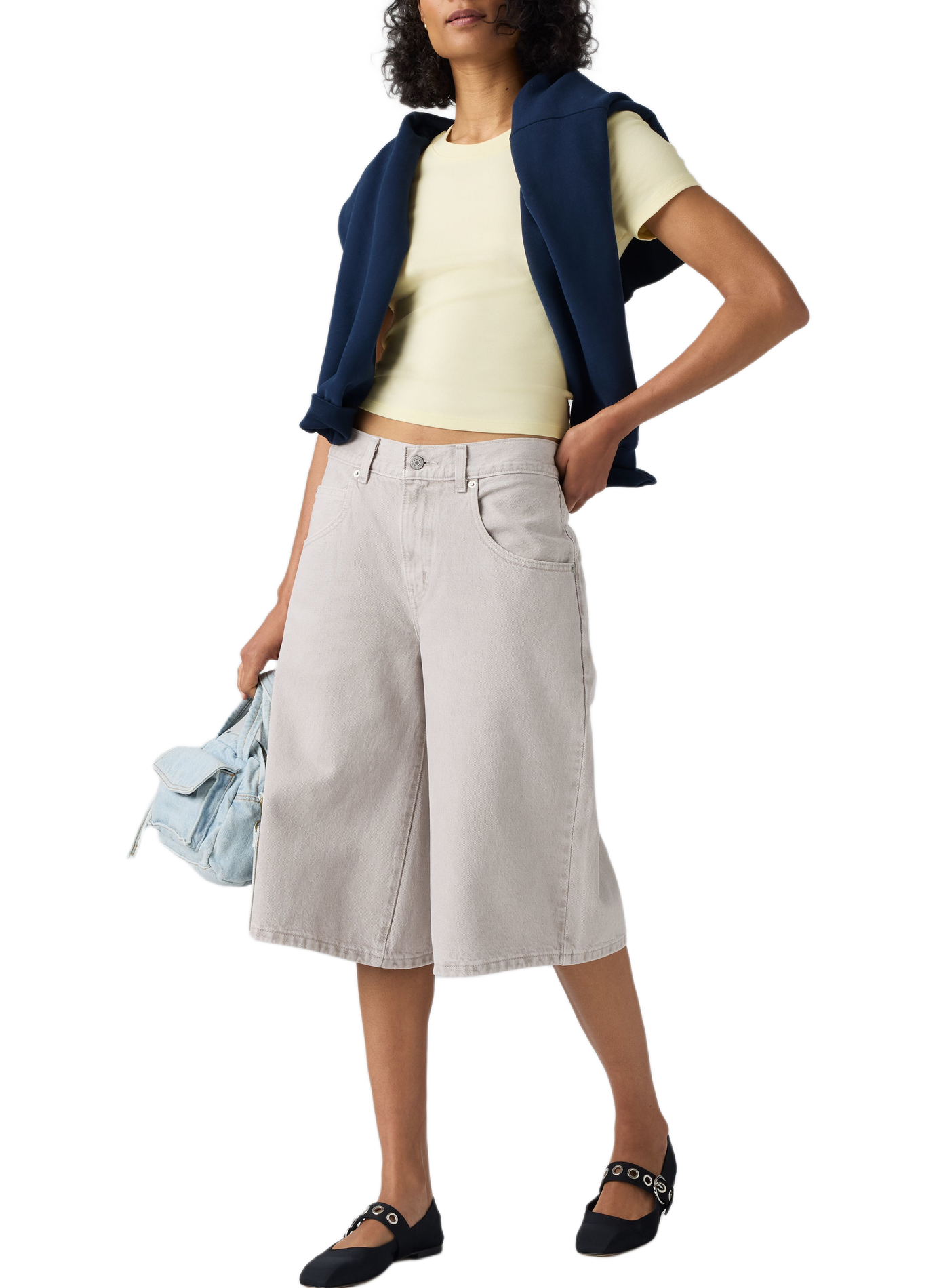 Kurze weite Baumwollhose LEVI'S Grau