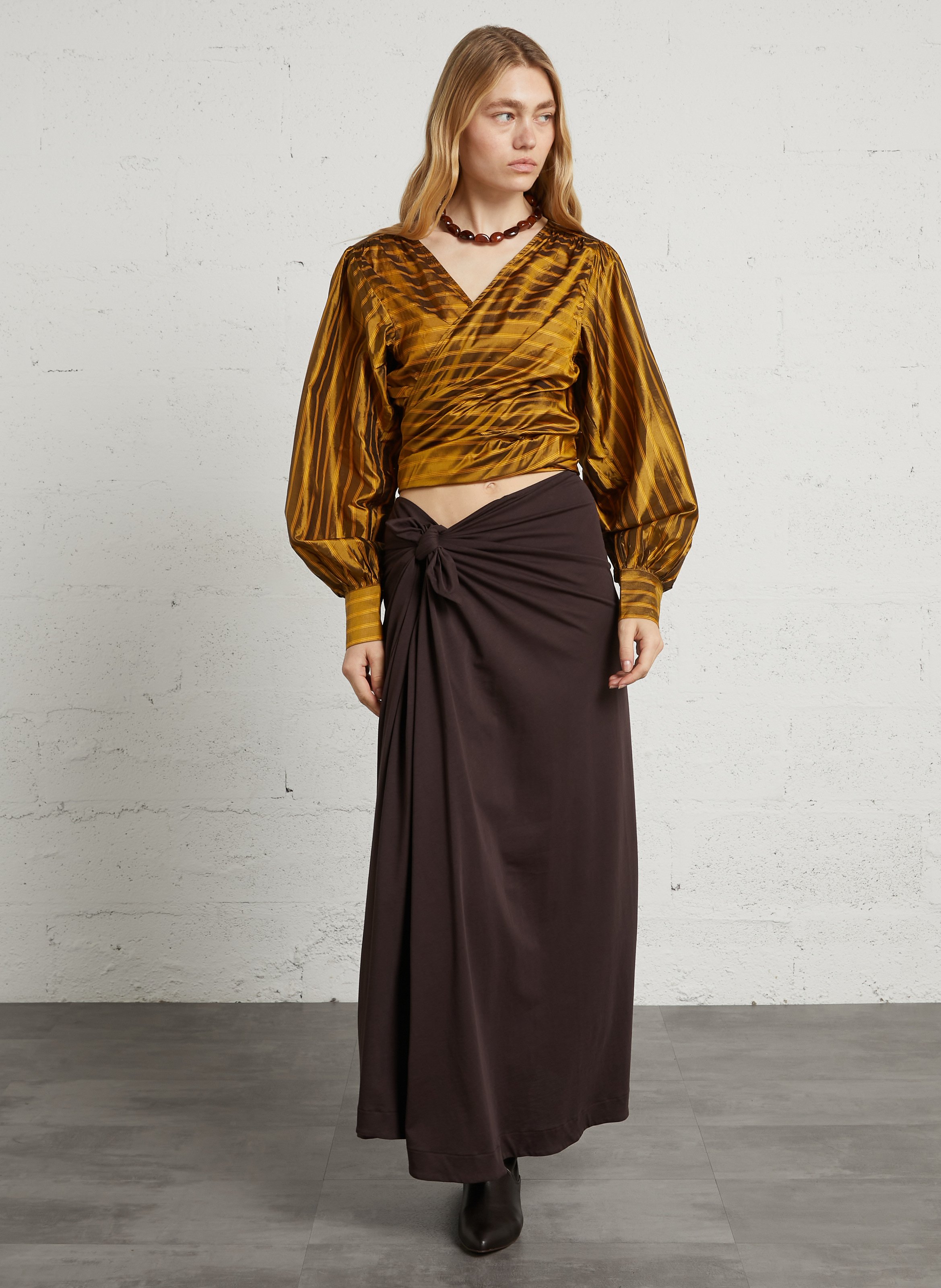 Jupe longue en coton bio goa SOEUR Marron