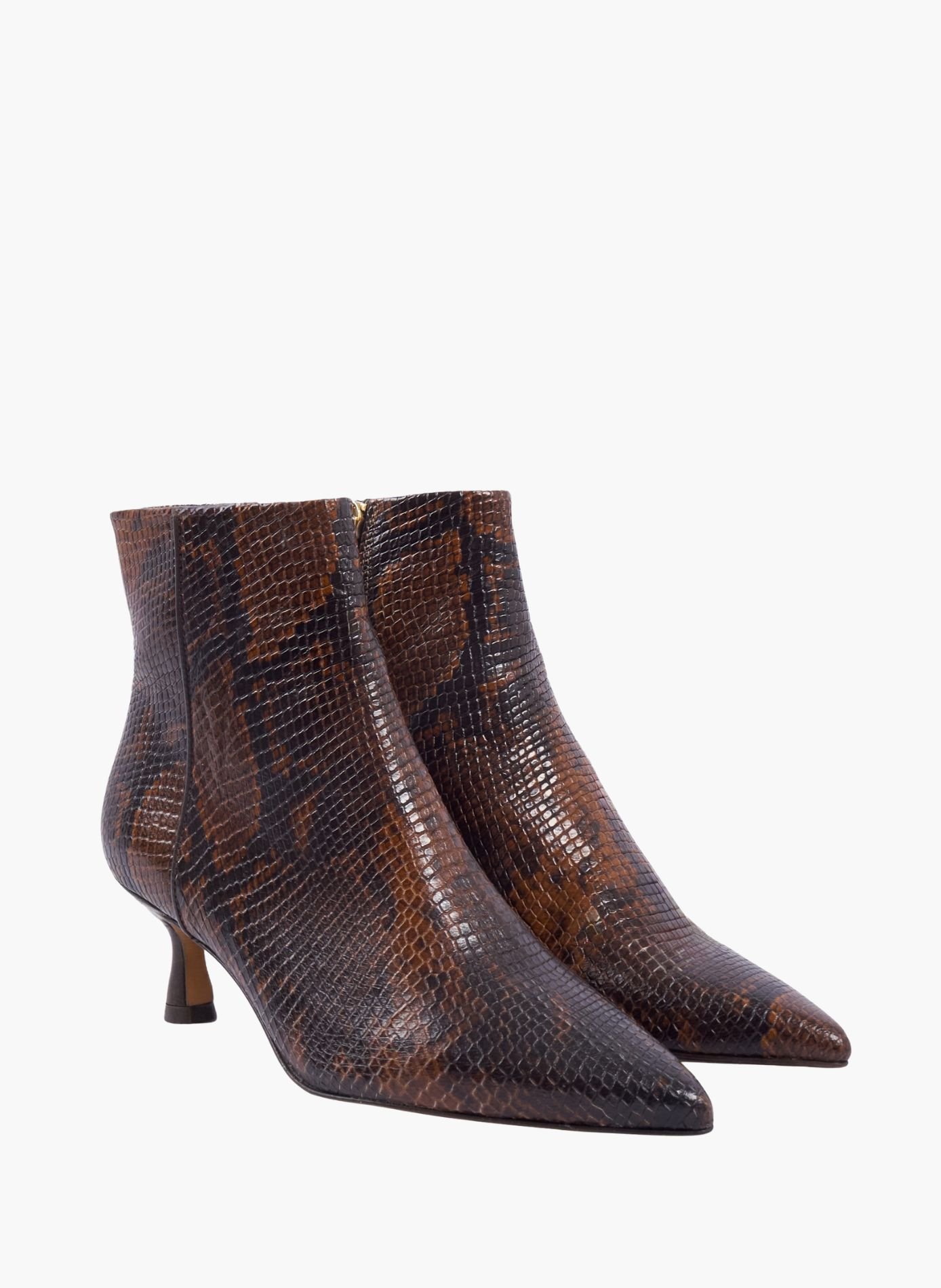 Bottines pointues isaure cuir imprimé JULES & JENN Marron
