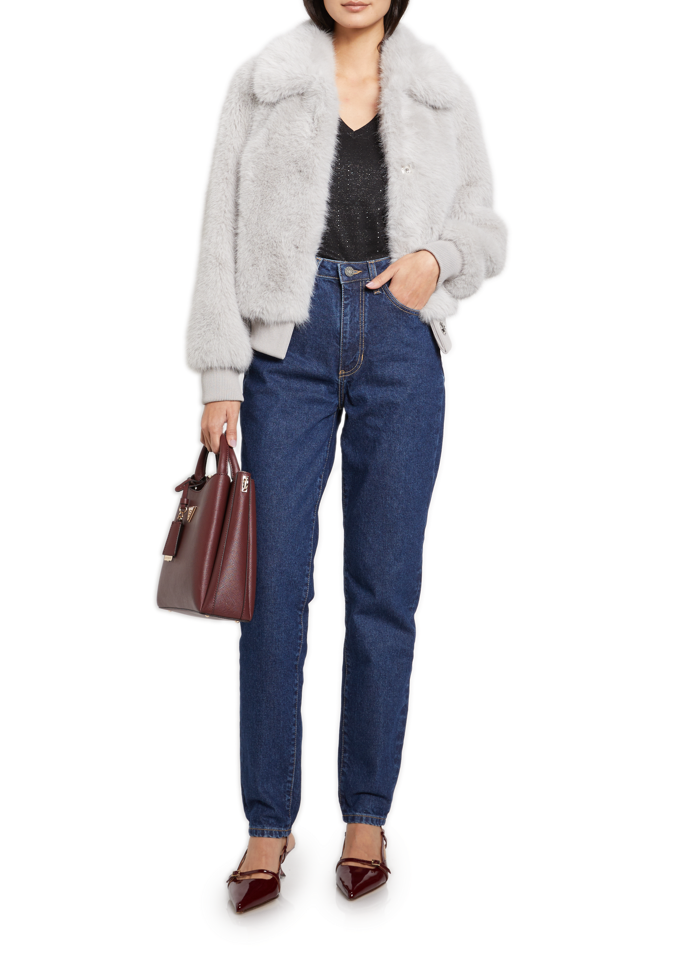 Mom Jeans aus Baumwolle GUESS Blau