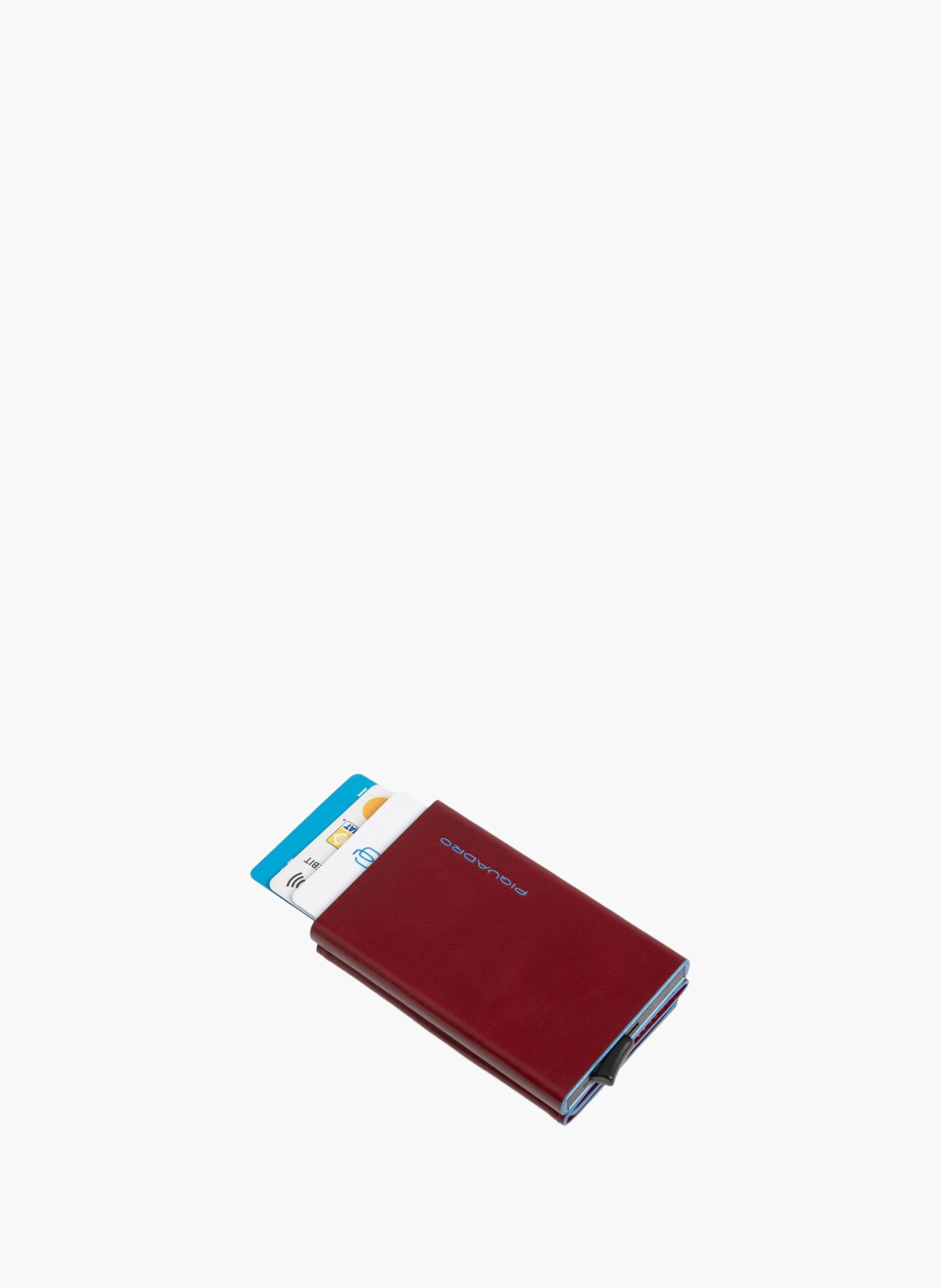 Compact leather wallet with pop-up card holder PIQUADRO Red