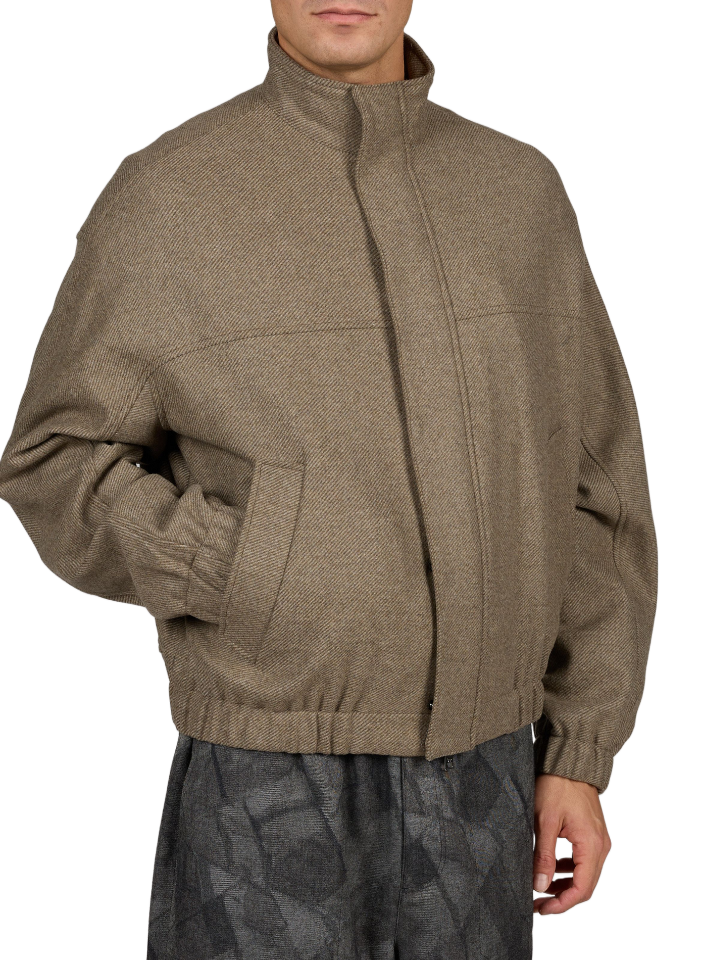Chaqueta con cuello alto de lana mezclada MAISON KITSUNÉ Verde