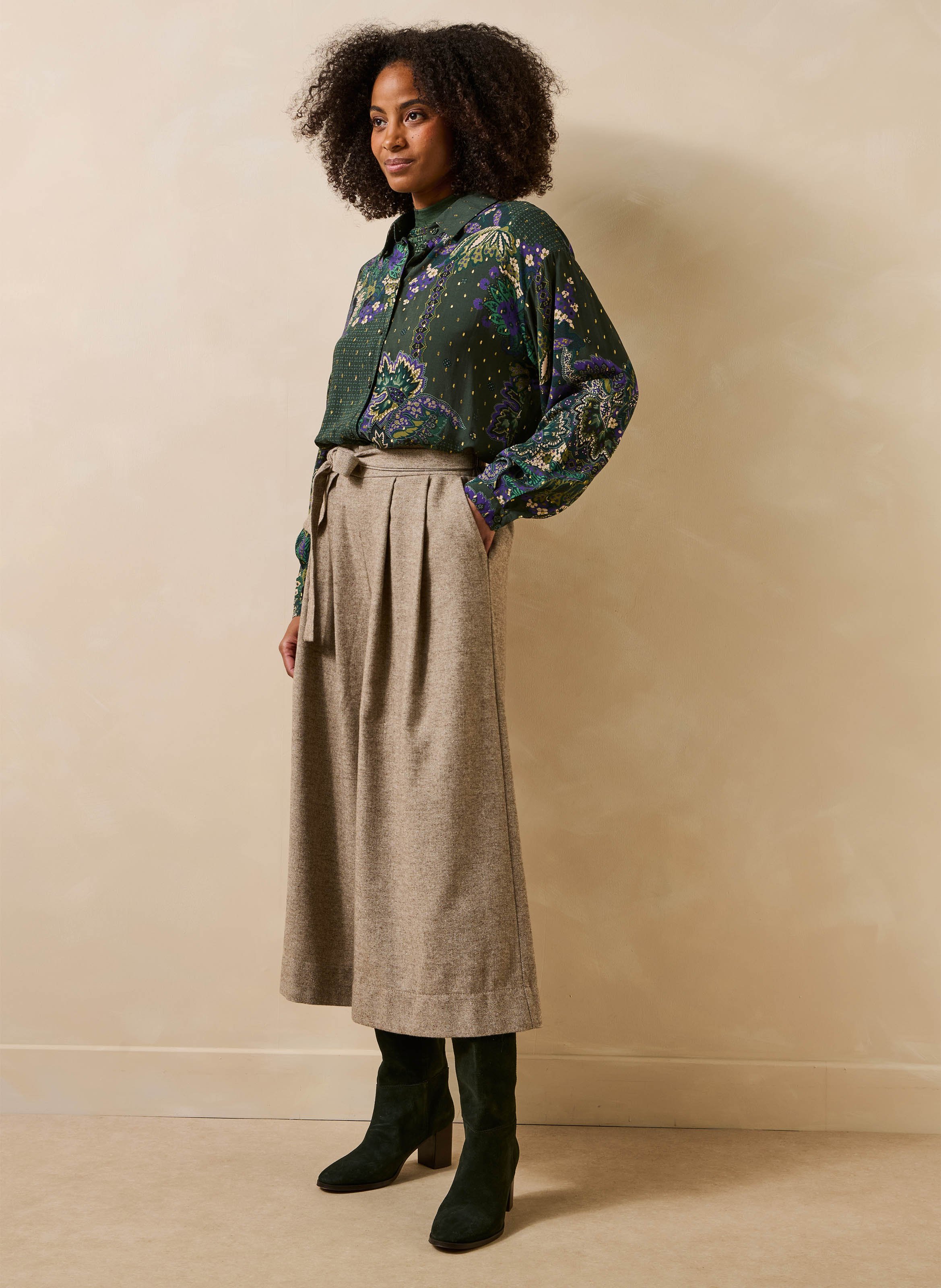 Culottebroek van tweed LA FEE MARABOUTEE Beige