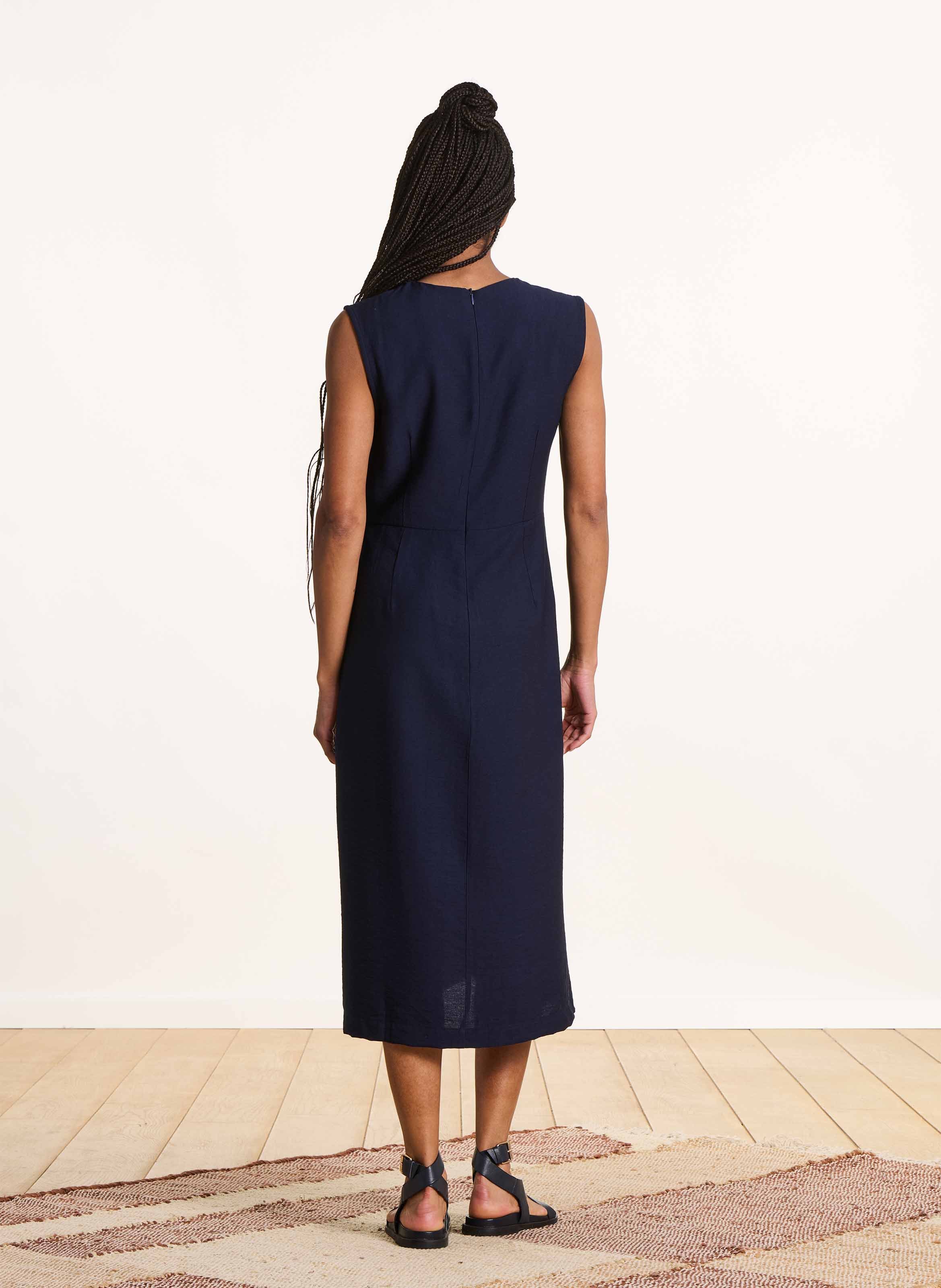 Midi jurk met ronde hals LA FEE MARABOUTEE Blauw