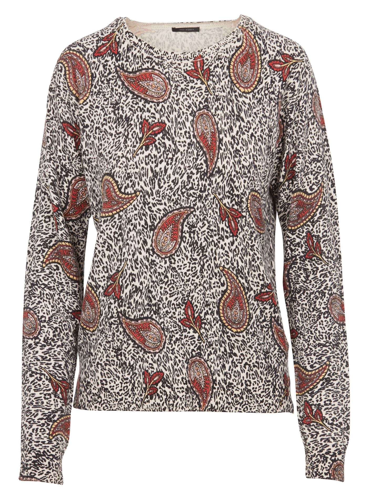 Pull col rond imprimé léopard