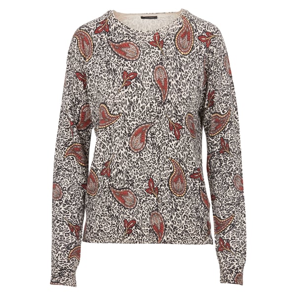Pull col rond imprimé léopard