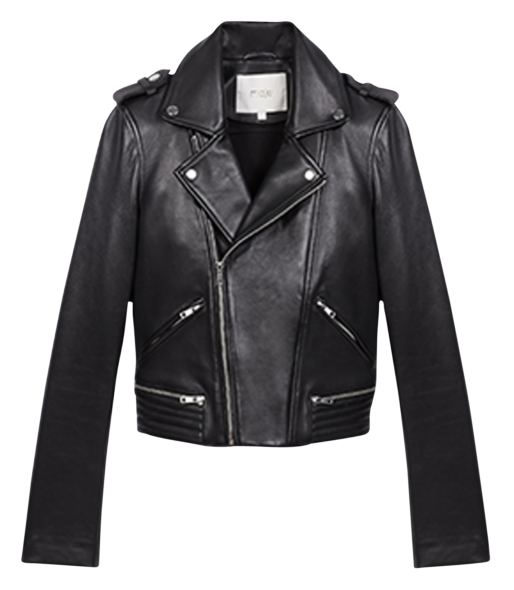 Blouson court en cuir Noir Maje Femme