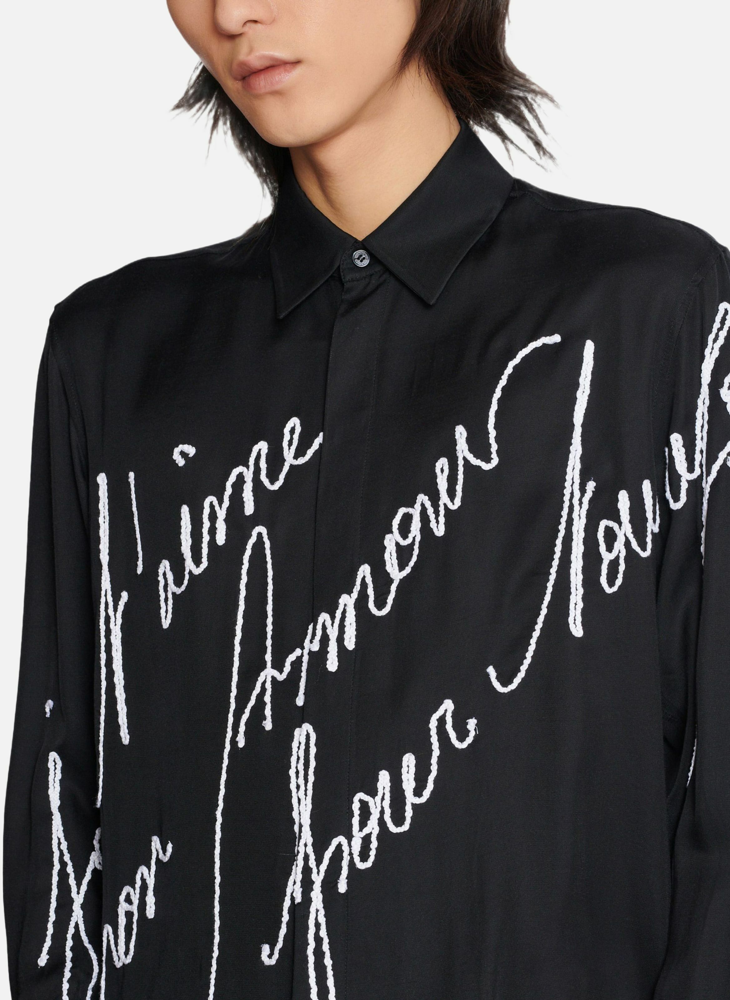 Chemise fluide brodée « lettre d'amour » BALMAIN Noir