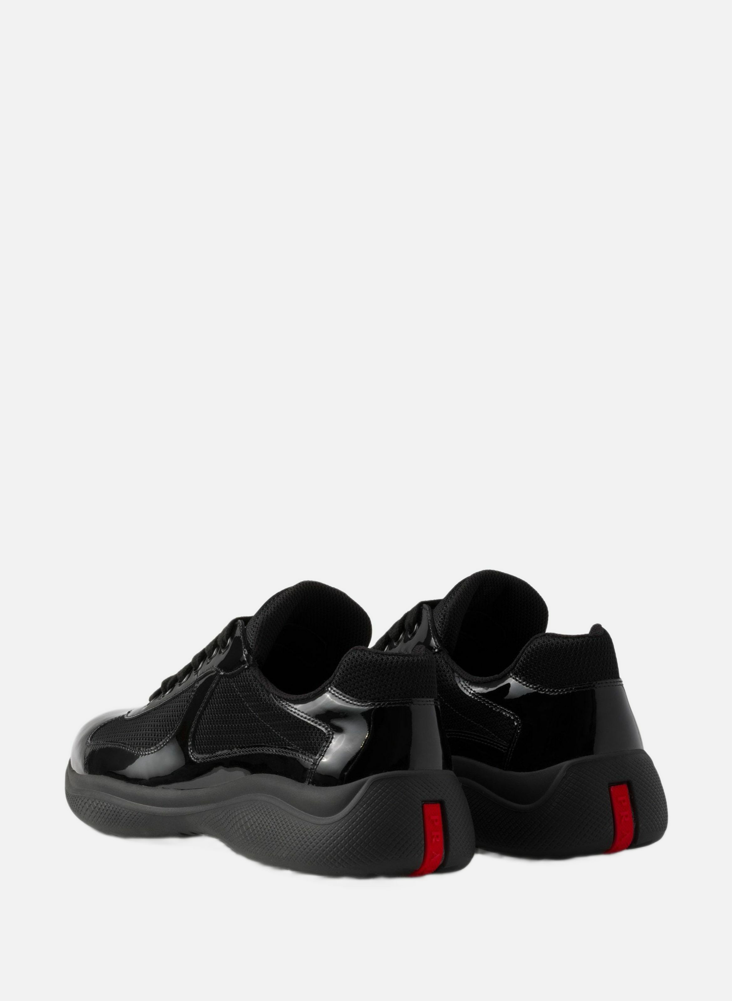 Sneakers prada america’s cup en cuir verni et tiss PRADA Noir