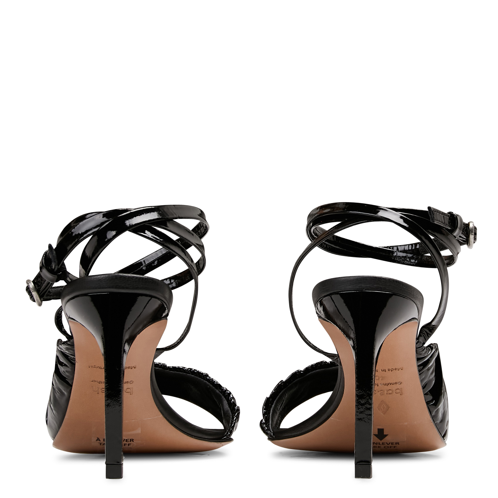 Sandales à talon en cuir vernis coletta Noir