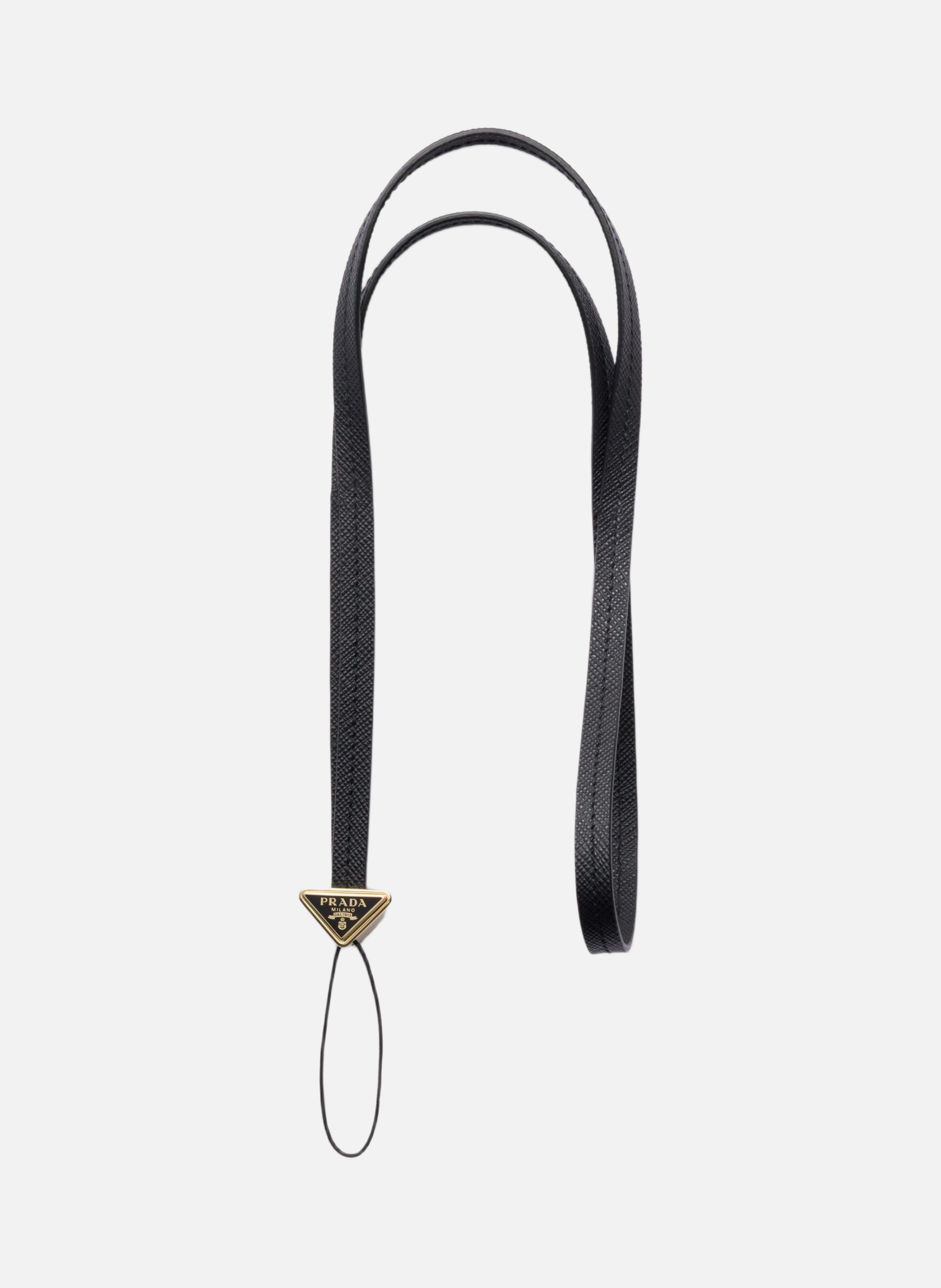 Porte-téléphone à bandoulière en cuir saffiano PRADA Noir