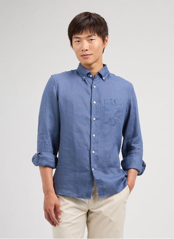 Chemise droite en lin Bleu by AIGLE AIGLE Chemise droite en lin Bleu