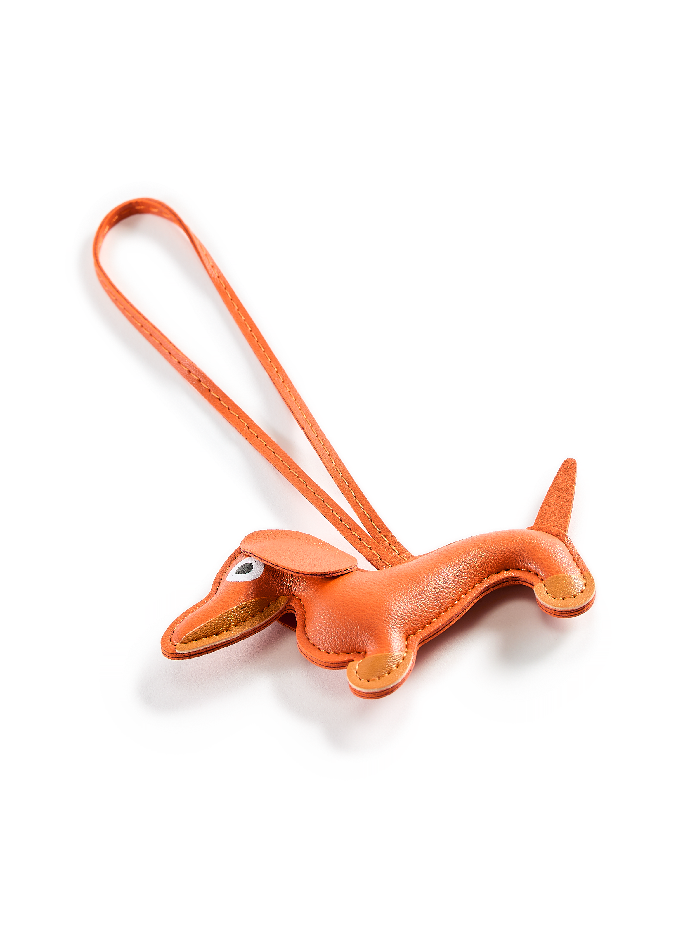Dog-shaped leather keychain to attach AU PRINTEMPS PARIS Orange
