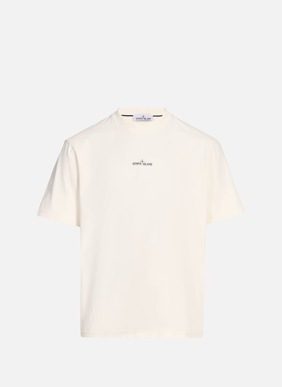 T-shirt en coton uni à logo Blanc by STONE ISLAND STONE ISLAND T-shirt en coton uni à logo Blanc