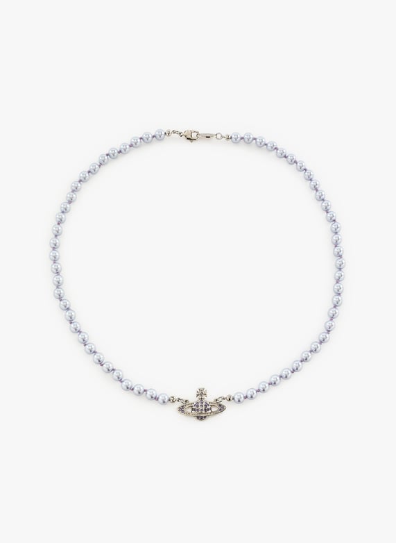 Mini bas relief pearl necklace Silver Vivienne westwood Men